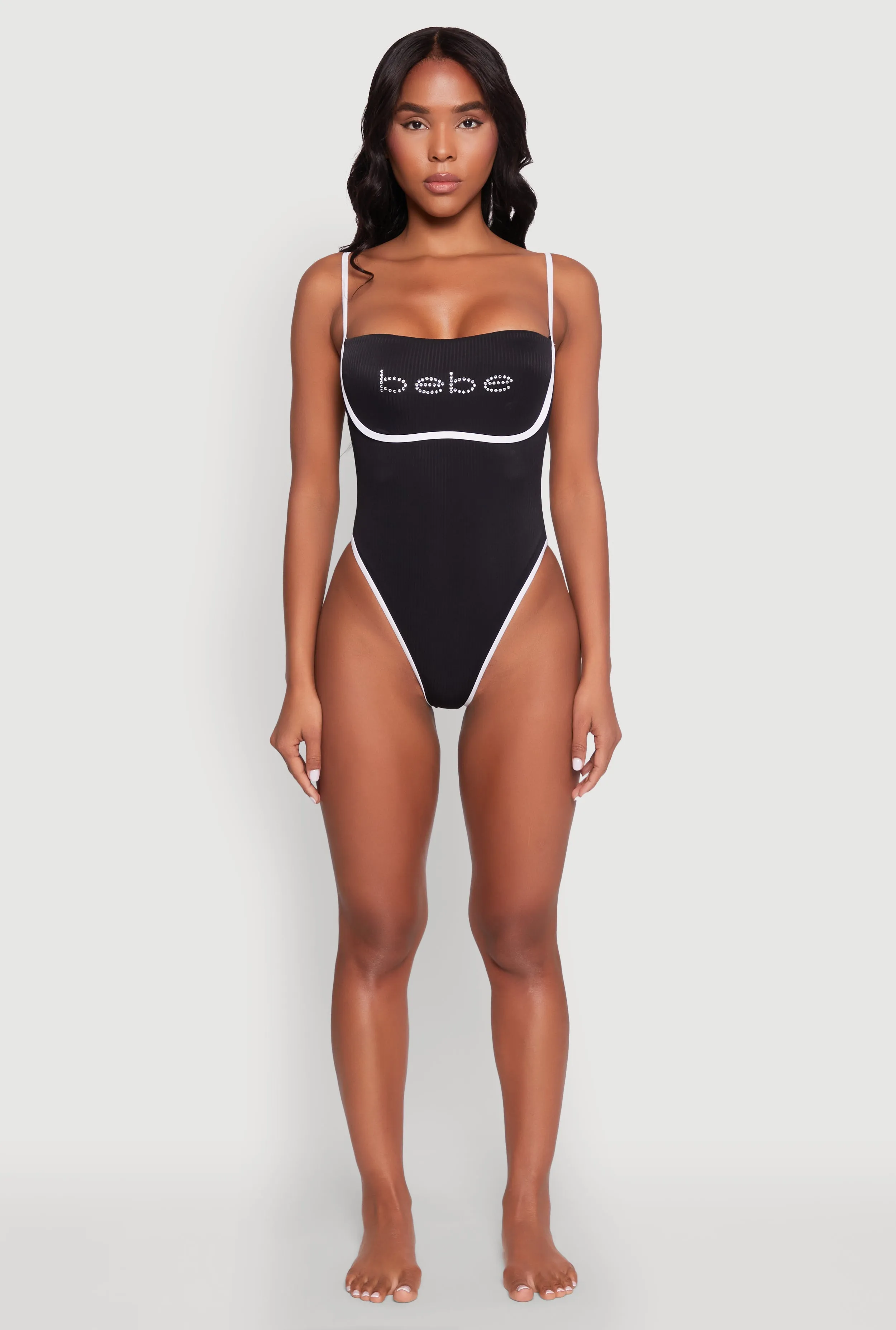 Bebe Rhinestone Tie Back One Piece Swimsuit sold by Rainbow product image thumbnail 3