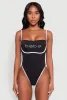 Bebe Rhinestone Tie Back One Piece Swimsuit sold by Rainbow