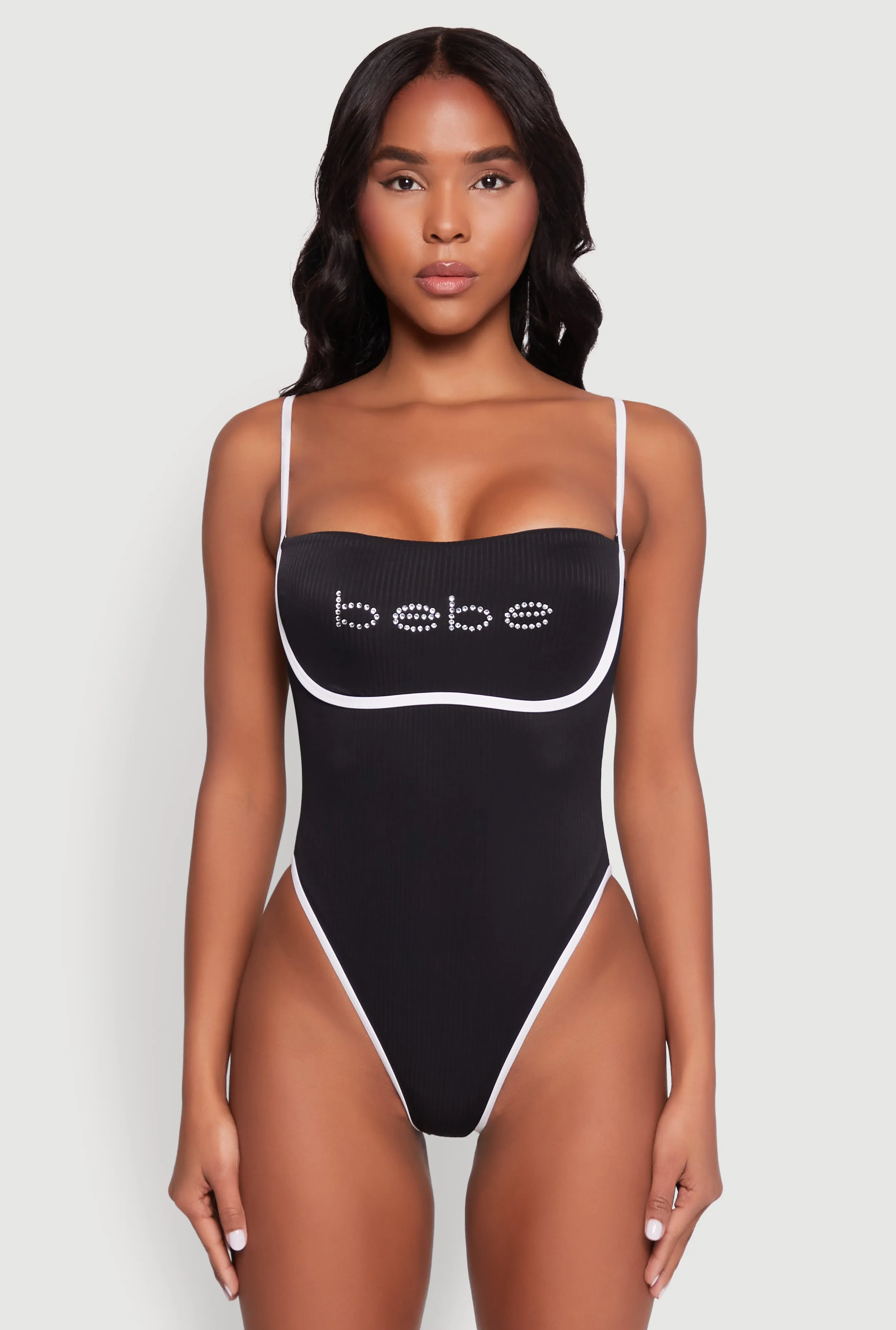 Bebe Rhinestone Tie Back One Piece Swimsuit sold by Rainbow product image thumbnail 2