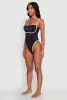 Bebe Rhinestone Tie Back One Piece Swimsuit sold by Rainbow