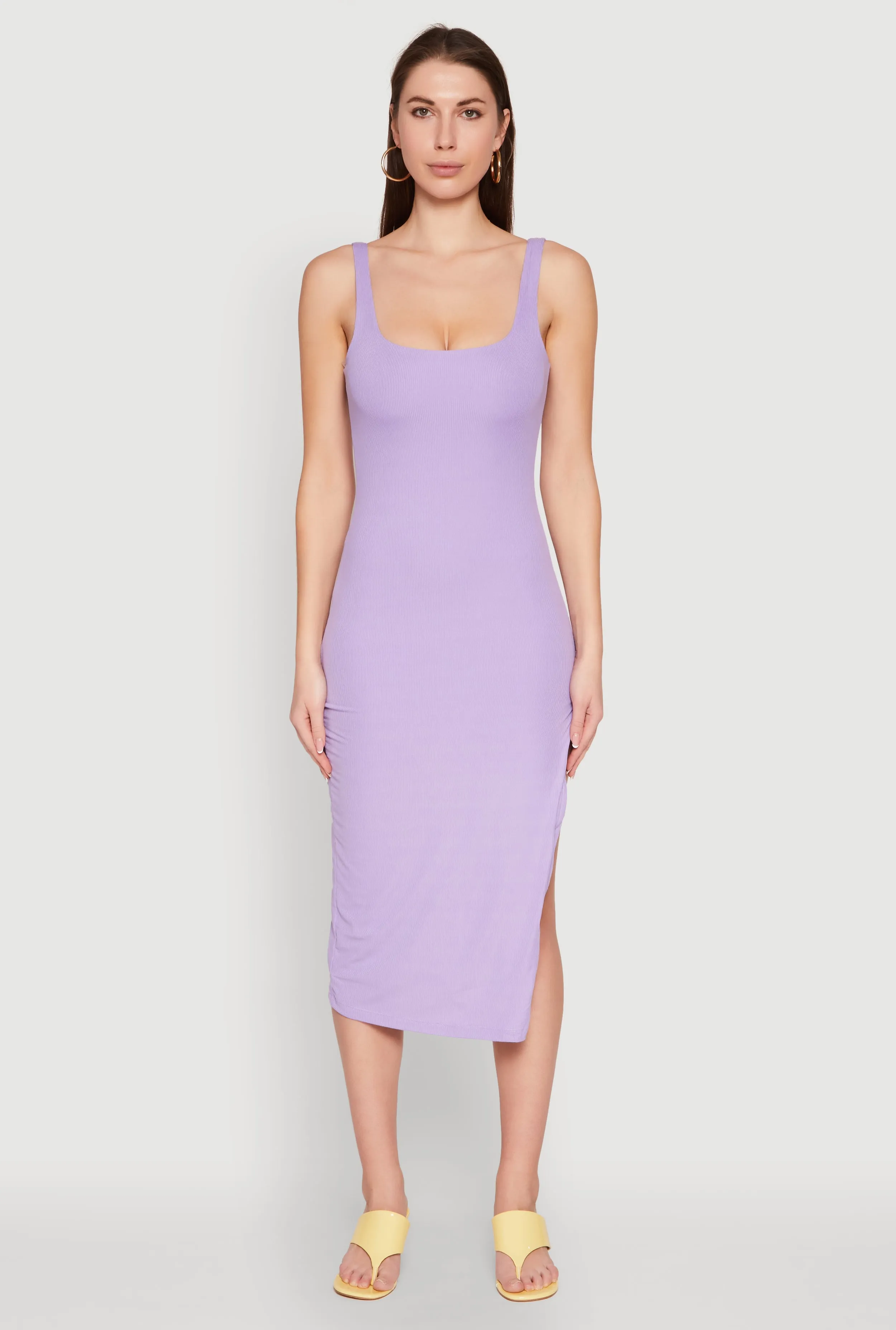 Square Neck Side Slit Tank Dress sold by Rainbow