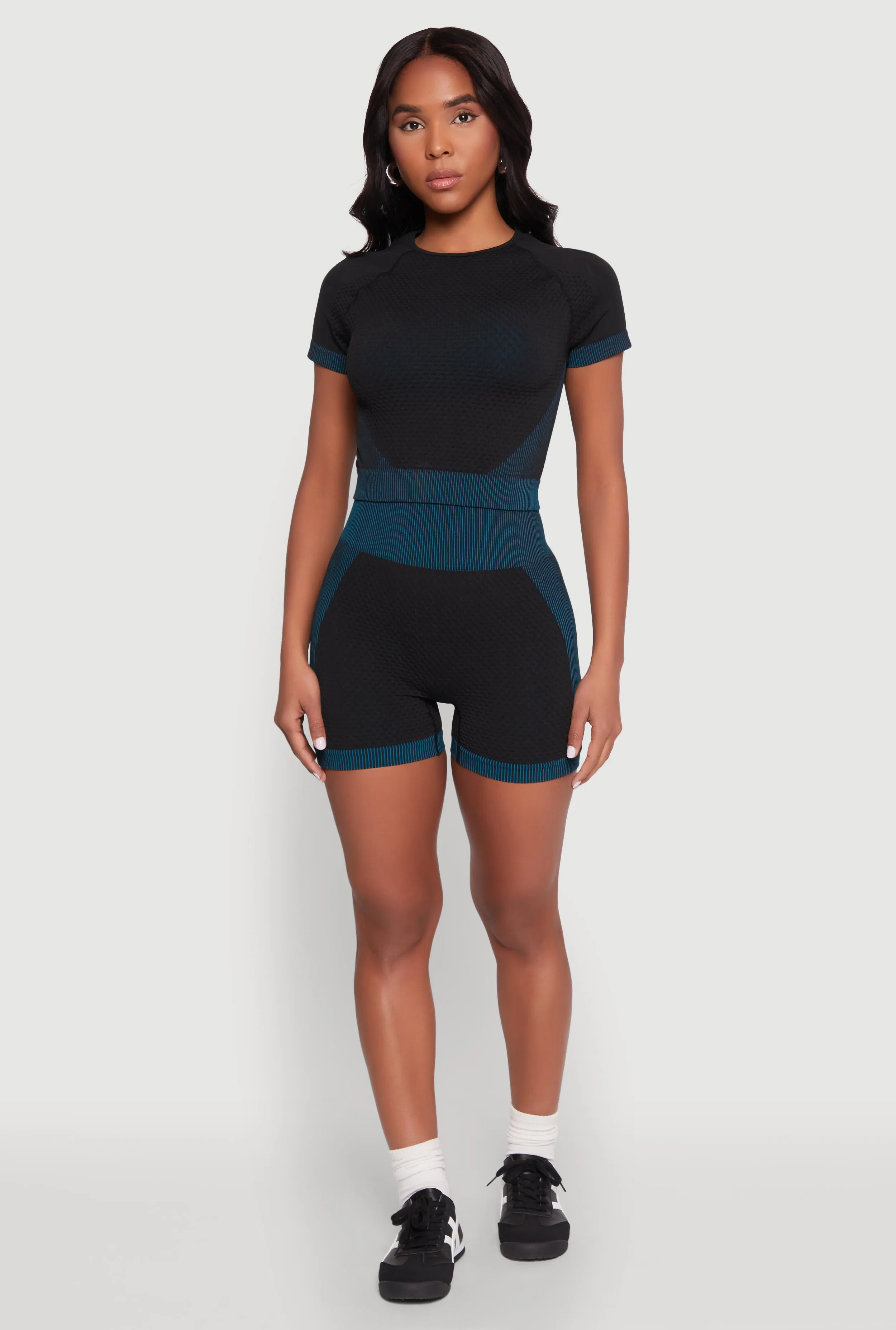 Striped Detail Seamless Biker Shorts sold by Rainbow