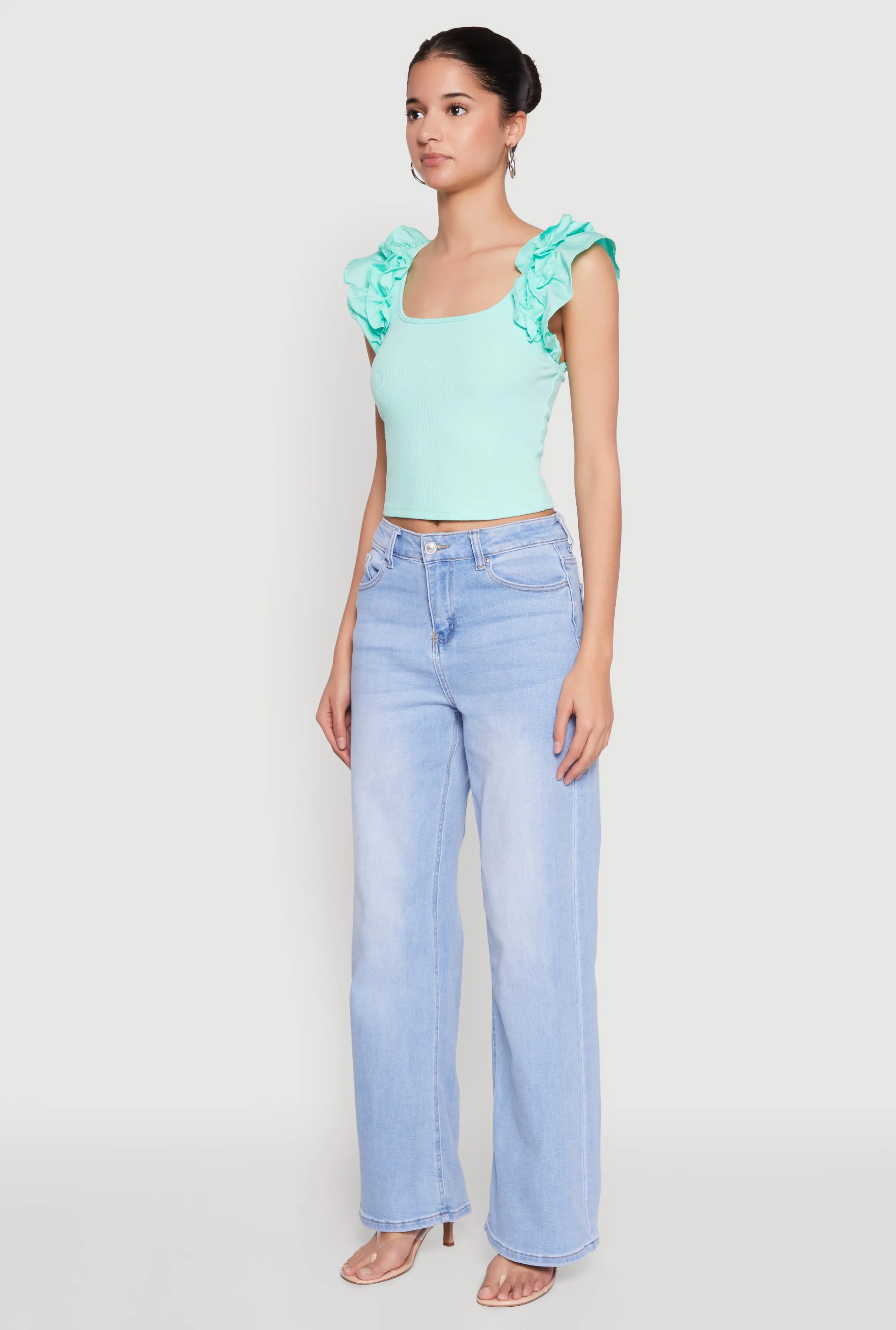 Iris Ruffle Trim Scoop Neck Crop Top sold by Rainbow product image thumbnail 5