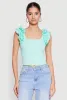 Iris Ruffle Trim Scoop Neck Crop Top sold by Rainbow