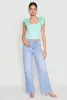 Iris Ruffle Trim Scoop Neck Crop Top sold by Rainbow