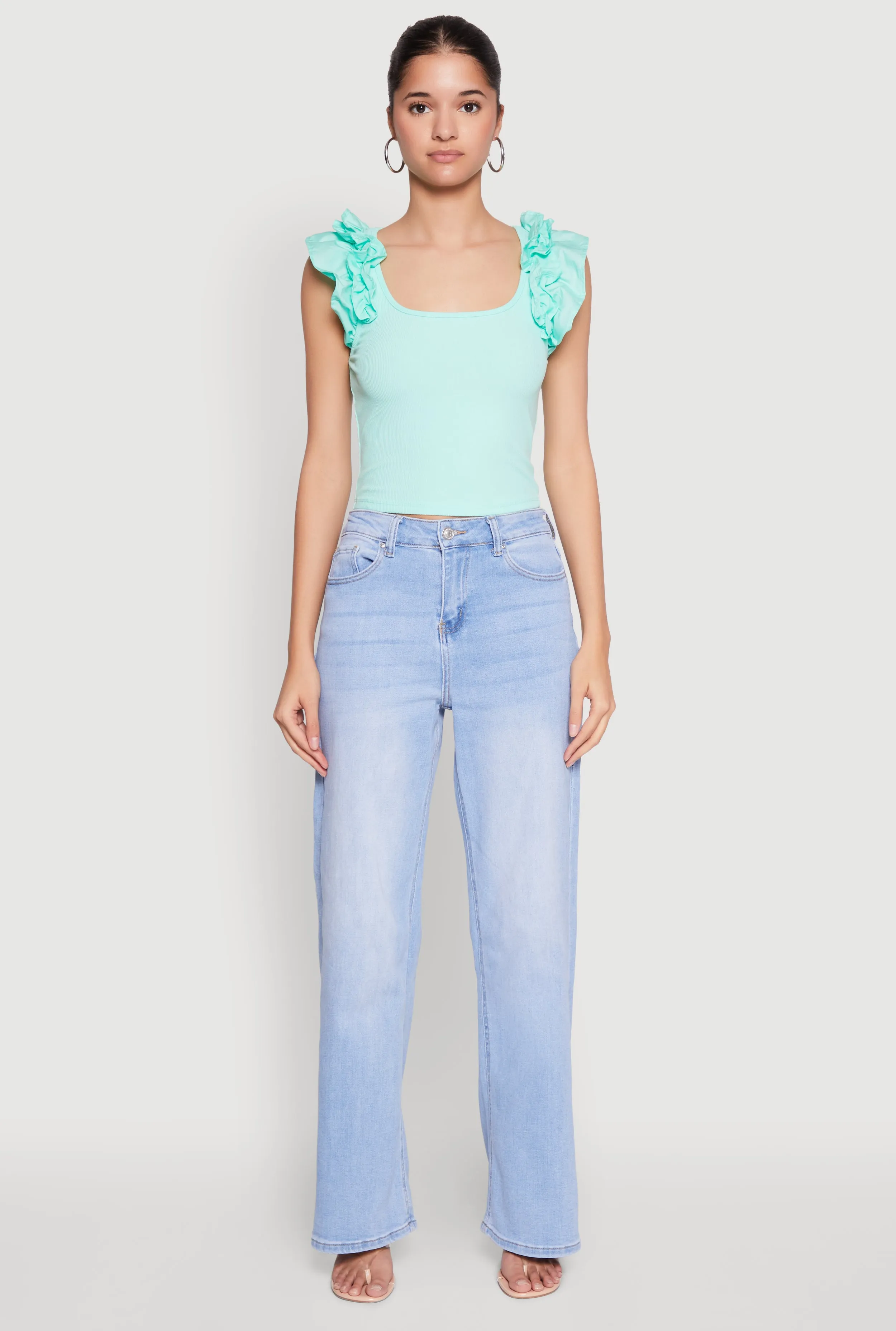Iris Ruffle Trim Scoop Neck Crop Top sold by Rainbow product image thumbnail 3