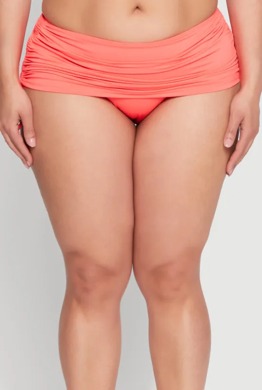 Plus Size Side Ruched Swim Skirt sold by Rainbow