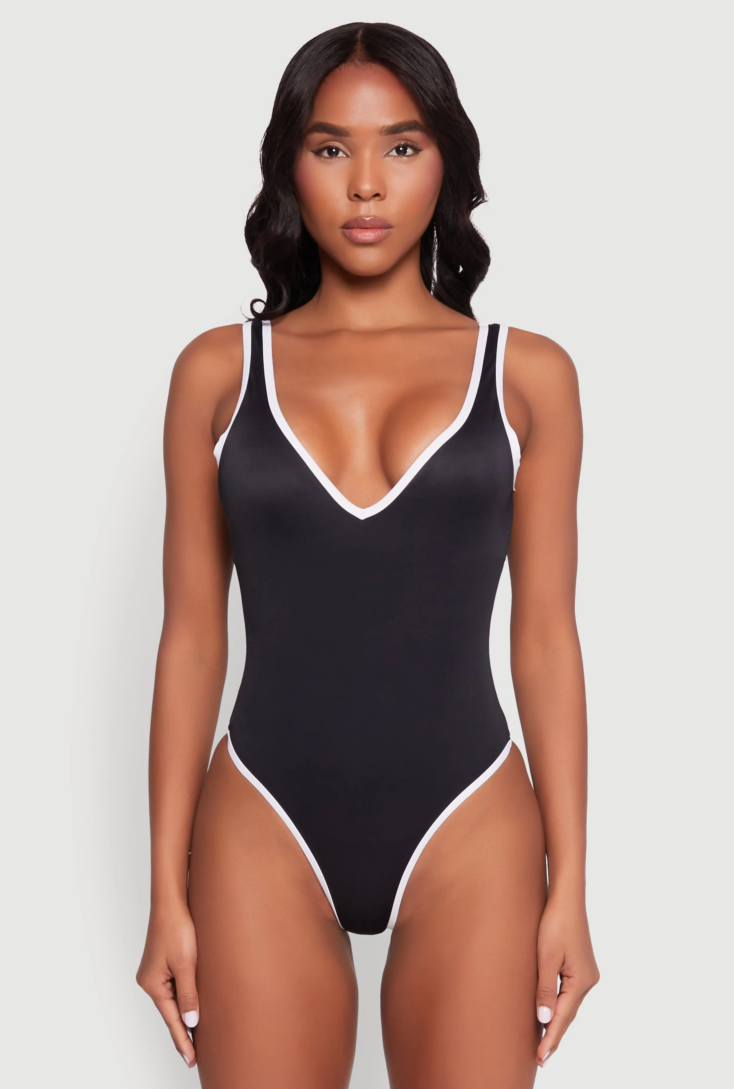 Contrast Trim V Neck One Piece Swimsuit sold by Rainbow product image thumbnail 2