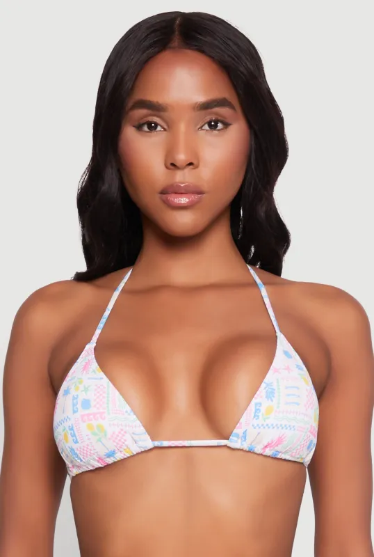 Tropical Geometric Patterned Swim Bikini Top sold by Rainbow