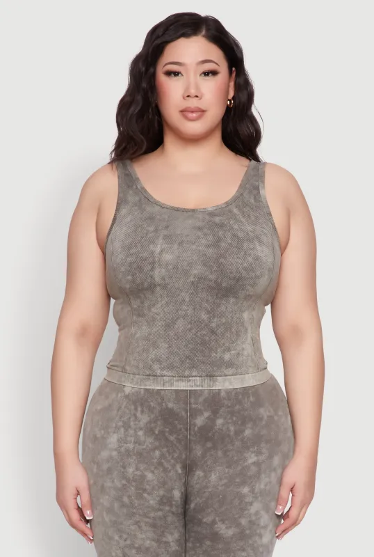Plus Size Seamless Mineral Wash Tank Top sold by Rainbow