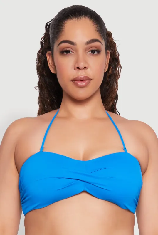 Plus Size Convertible Twist Front Swim Bikini Top sold by Rainbow