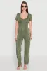 Mineral Wash Short Sleeve Jumpsuit sold by Rainbow