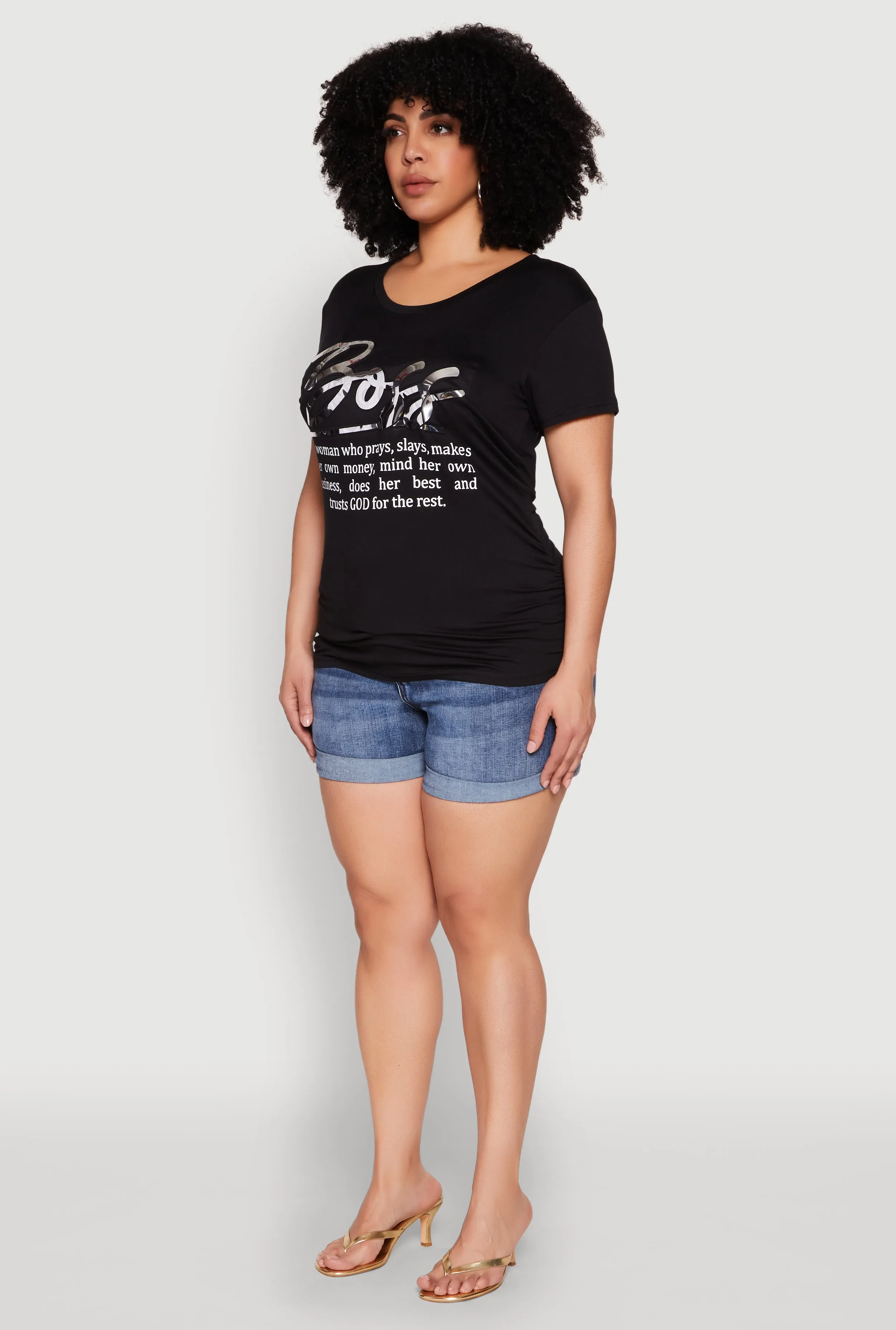 Plus Size 3D Boss Foil Graphic Tee sold by Rainbow product image thumbnail 5