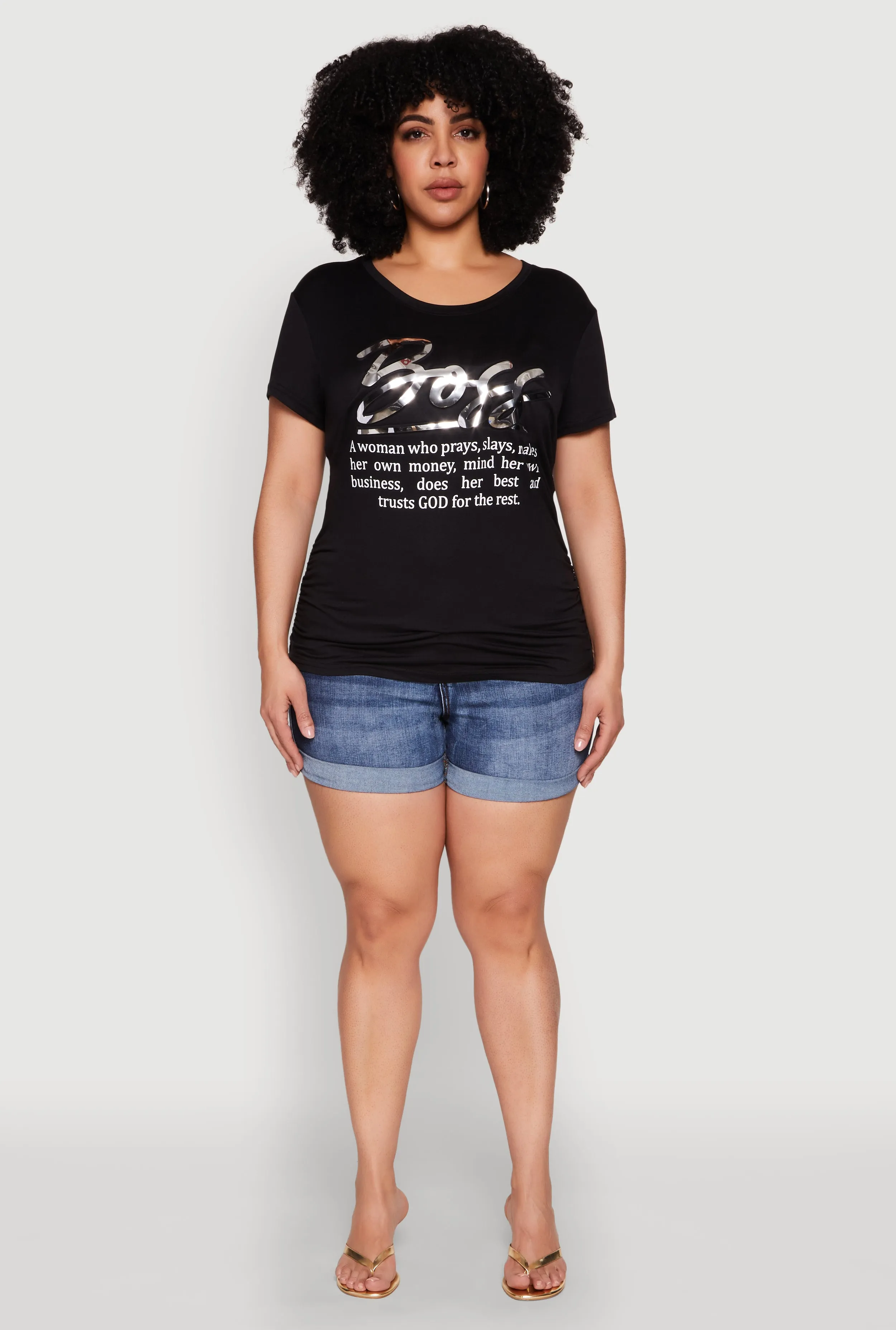 Plus Size 3D Boss Foil Graphic Tee sold by Rainbow product image thumbnail 3