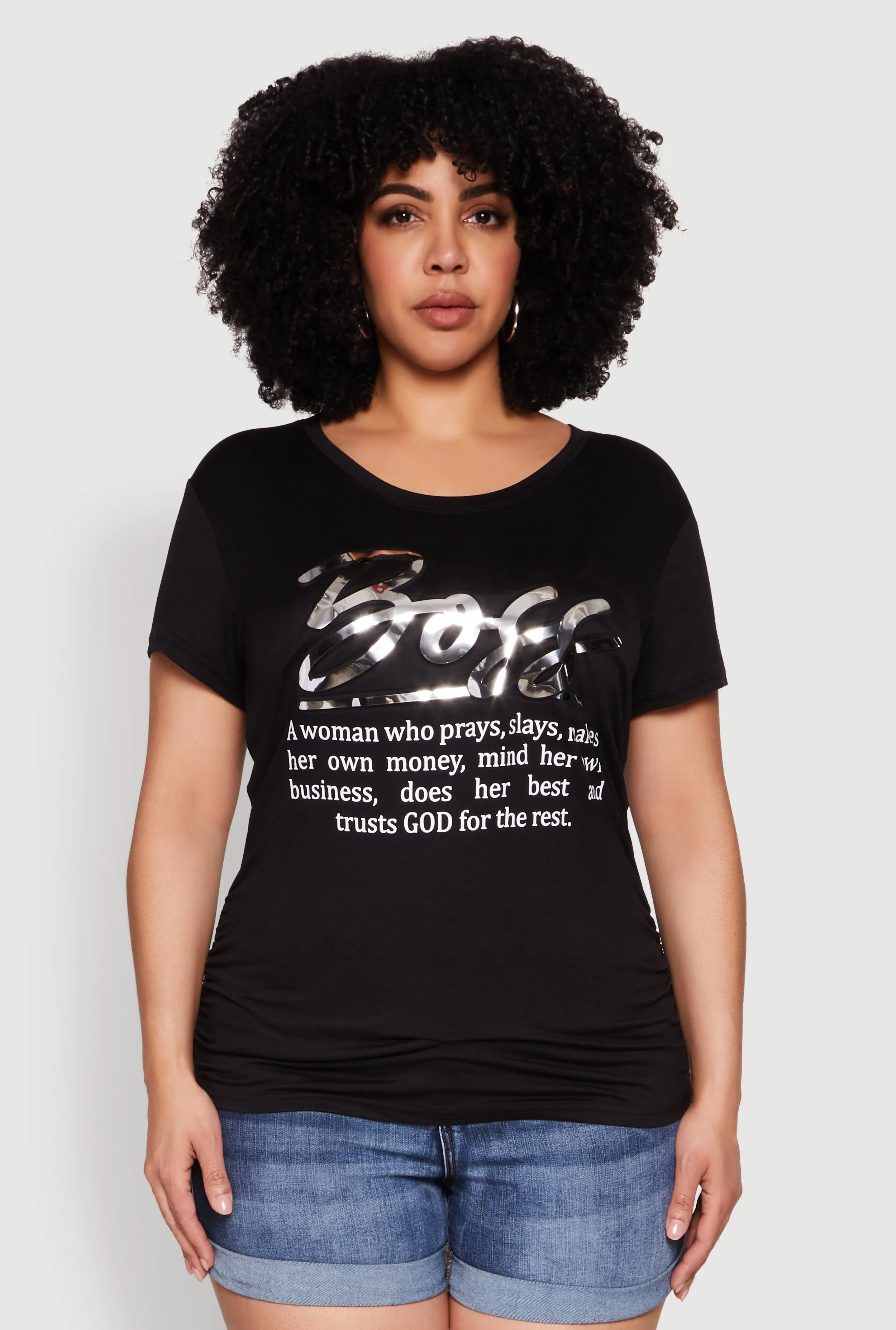 Plus Size 3D Boss Foil Graphic Tee sold by Rainbow product image thumbnail 2