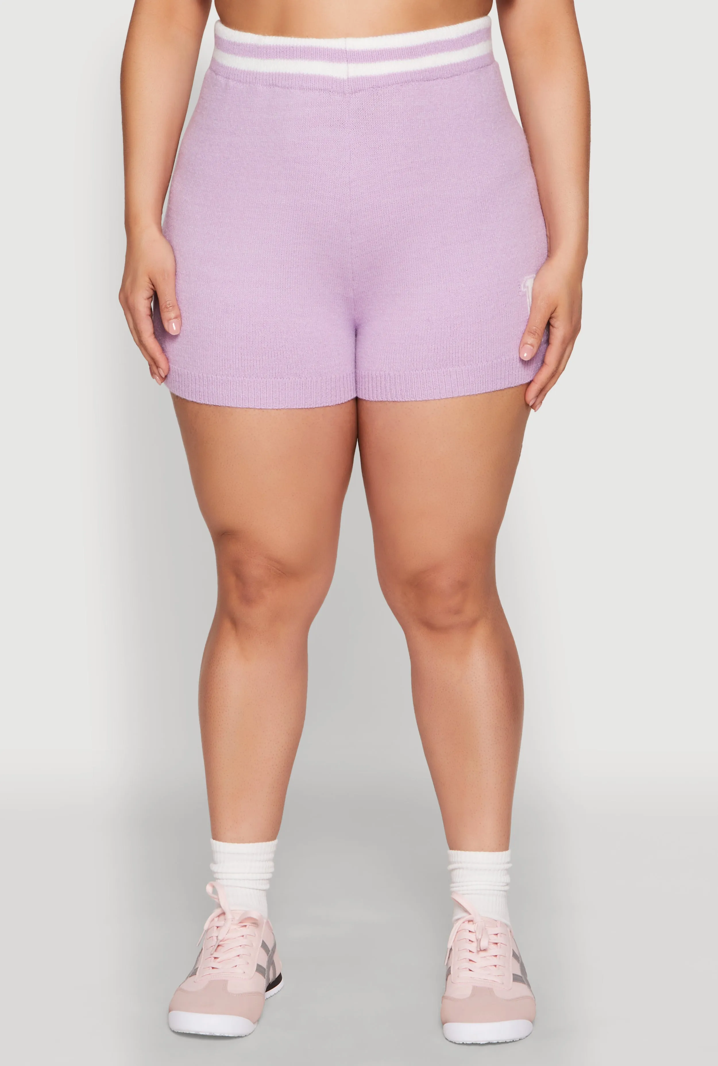 Plus Size Daisy 10 Graphic Varsity Stripe Shorts sold by Rainbow product image thumbnail 3