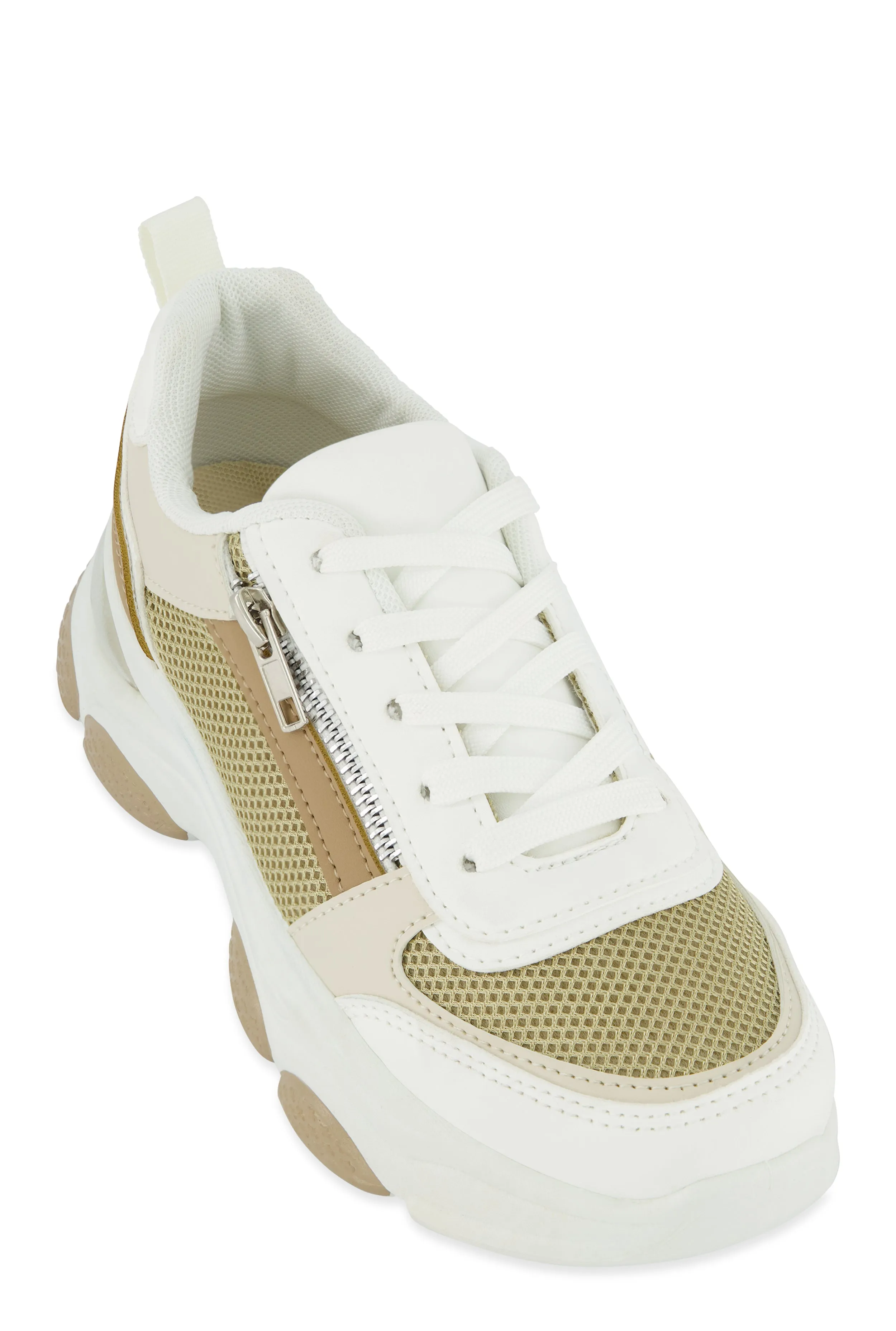 Zipper Detail Chunky Sole Lace Up Sneakers sold by Rainbow