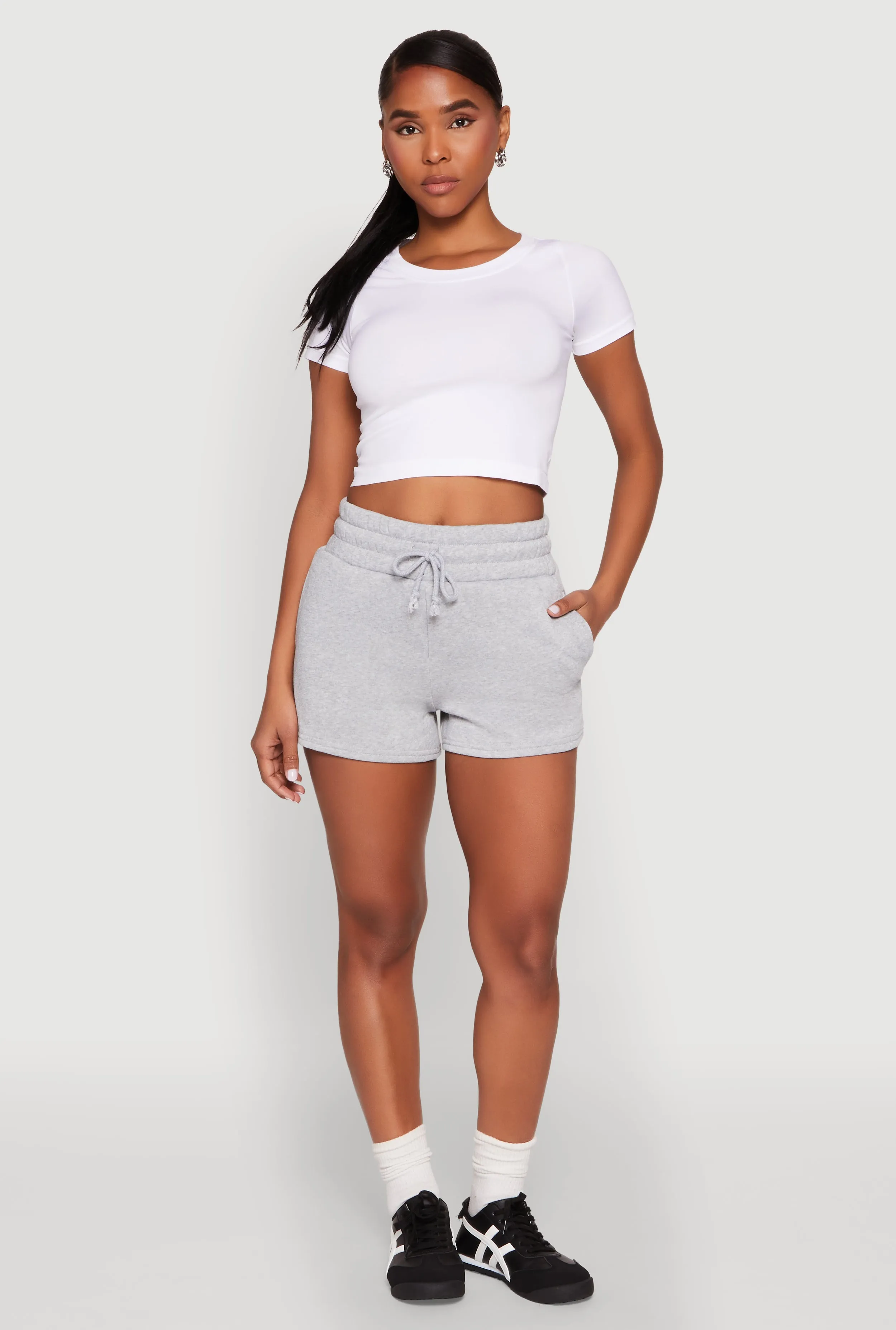 Fleece High Waisted Drawstring Shorts sold by Rainbow