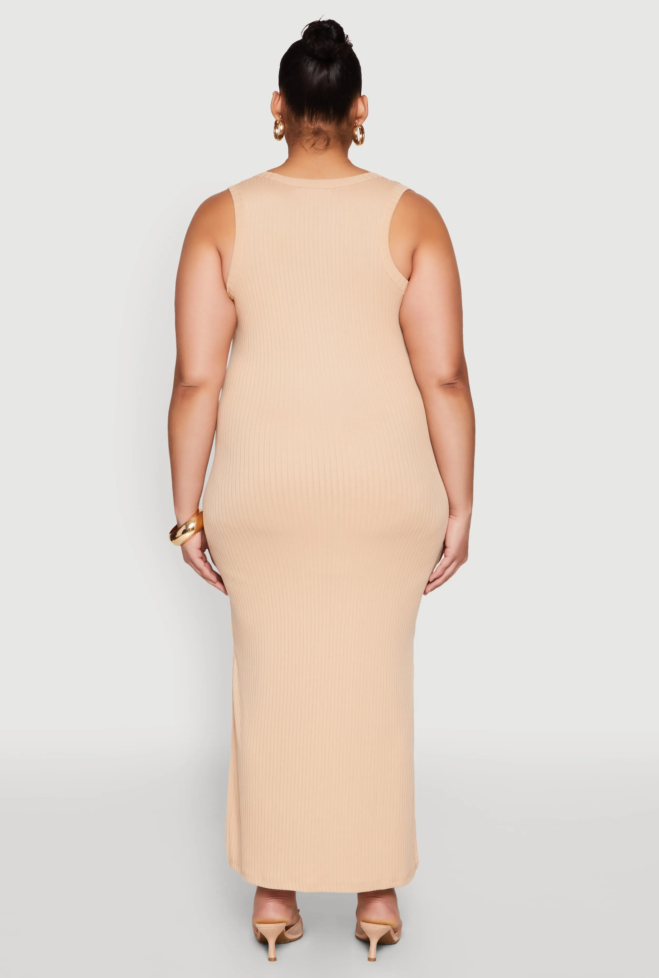 Plus Size Scoop Neck Side Slit Midi Dress sold by Rainbow product image thumbnail 5
