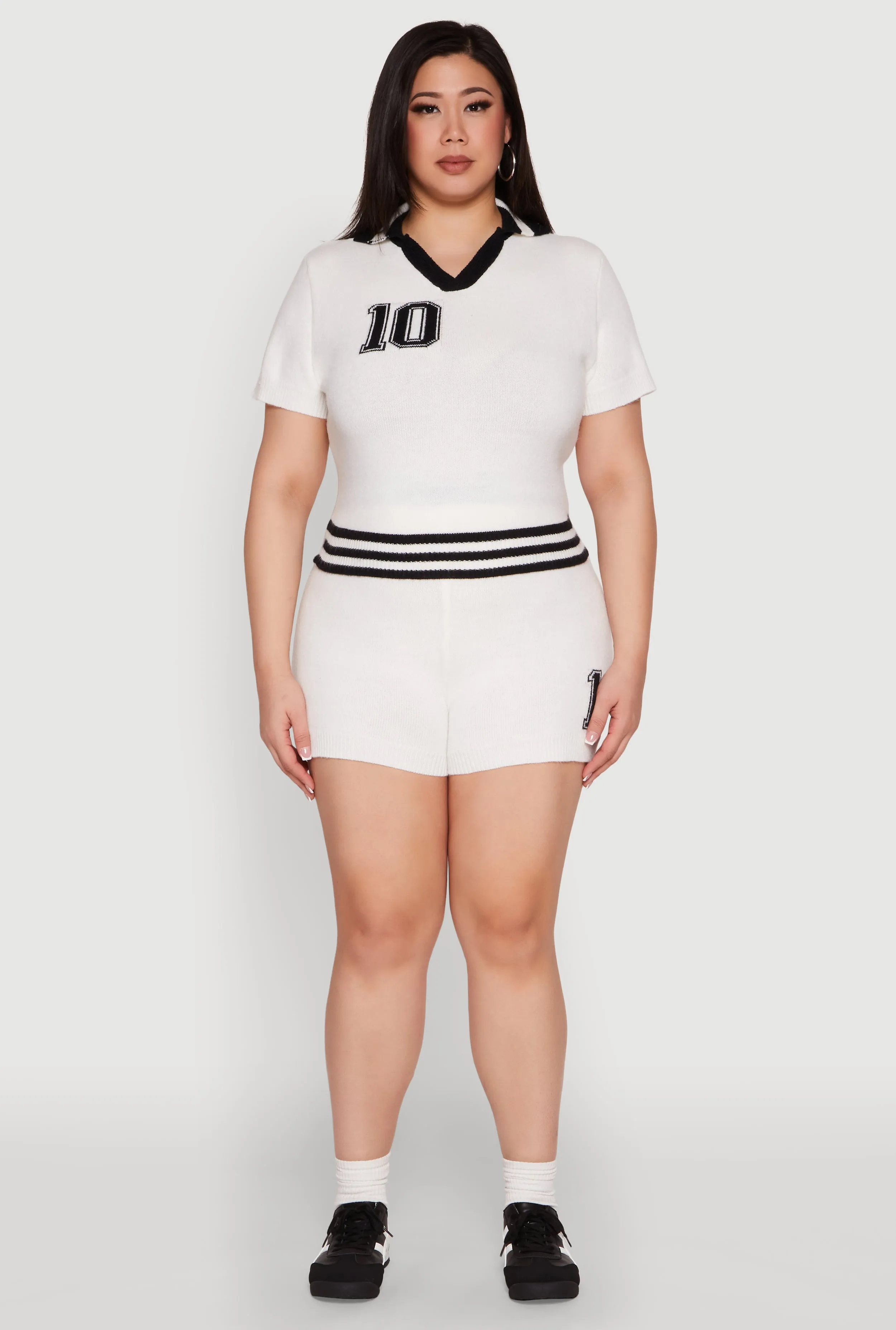 Plus Size Daisy 10 Graphic Varsity Stripe Crop Top sold by Rainbow product image thumbnail 2