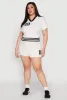 Plus Size Daisy 10 Graphic Varsity Stripe Crop Top sold by Rainbow