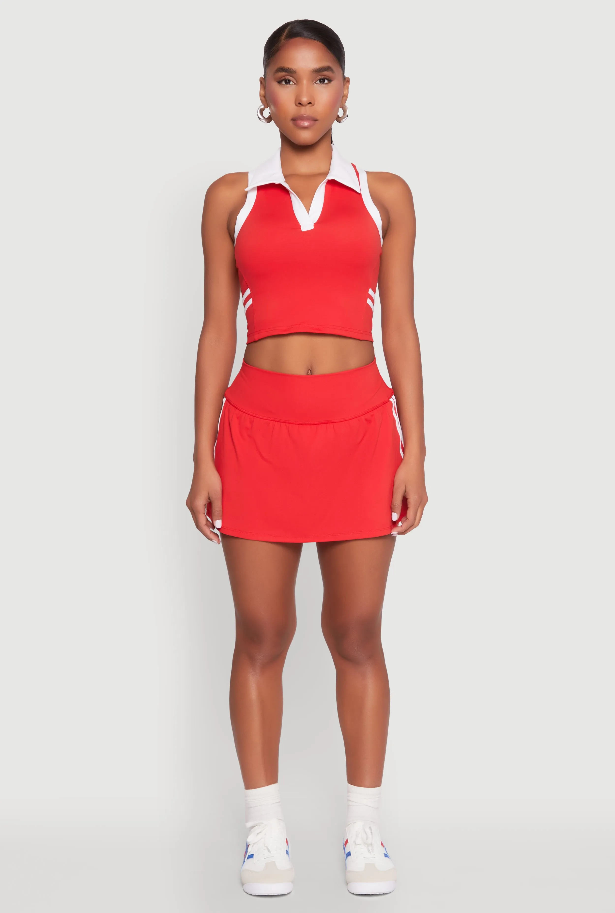 Varsity Stripe Detail Skort sold by Rainbow