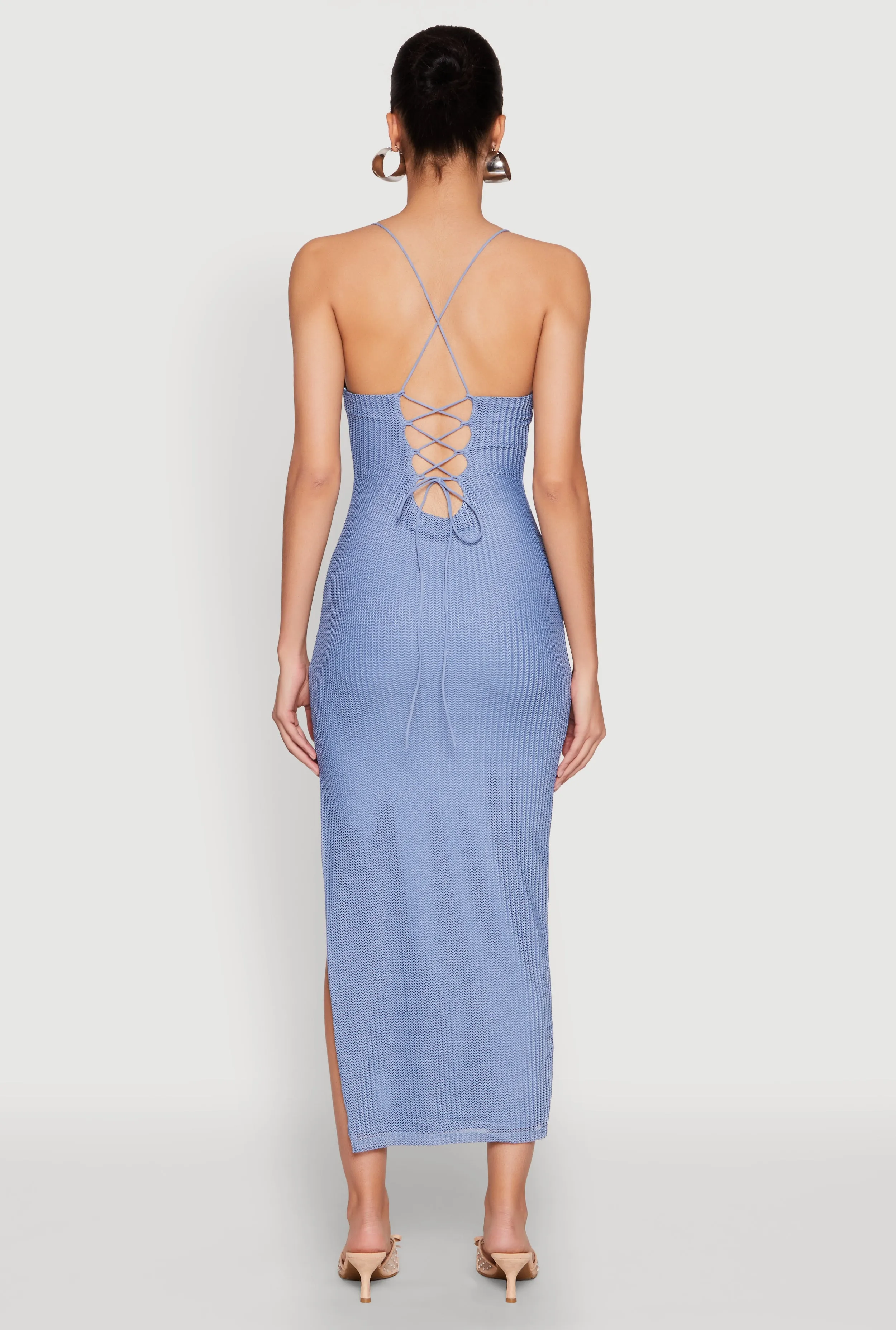 Iris Lace Up Back Side Slit Cami Dress sold by Rainbow product image thumbnail 5