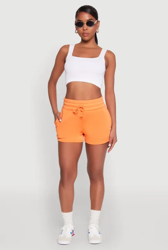 Fleece High Waisted Drawstring Shorts sold by Rainbow