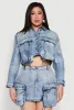 Plus Size Spoon Jeans Cargo Pocket Denim Jacket sold by Rainbow