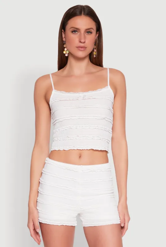 Textured Knit Tiered Lace Detail Cami sold by Rainbow