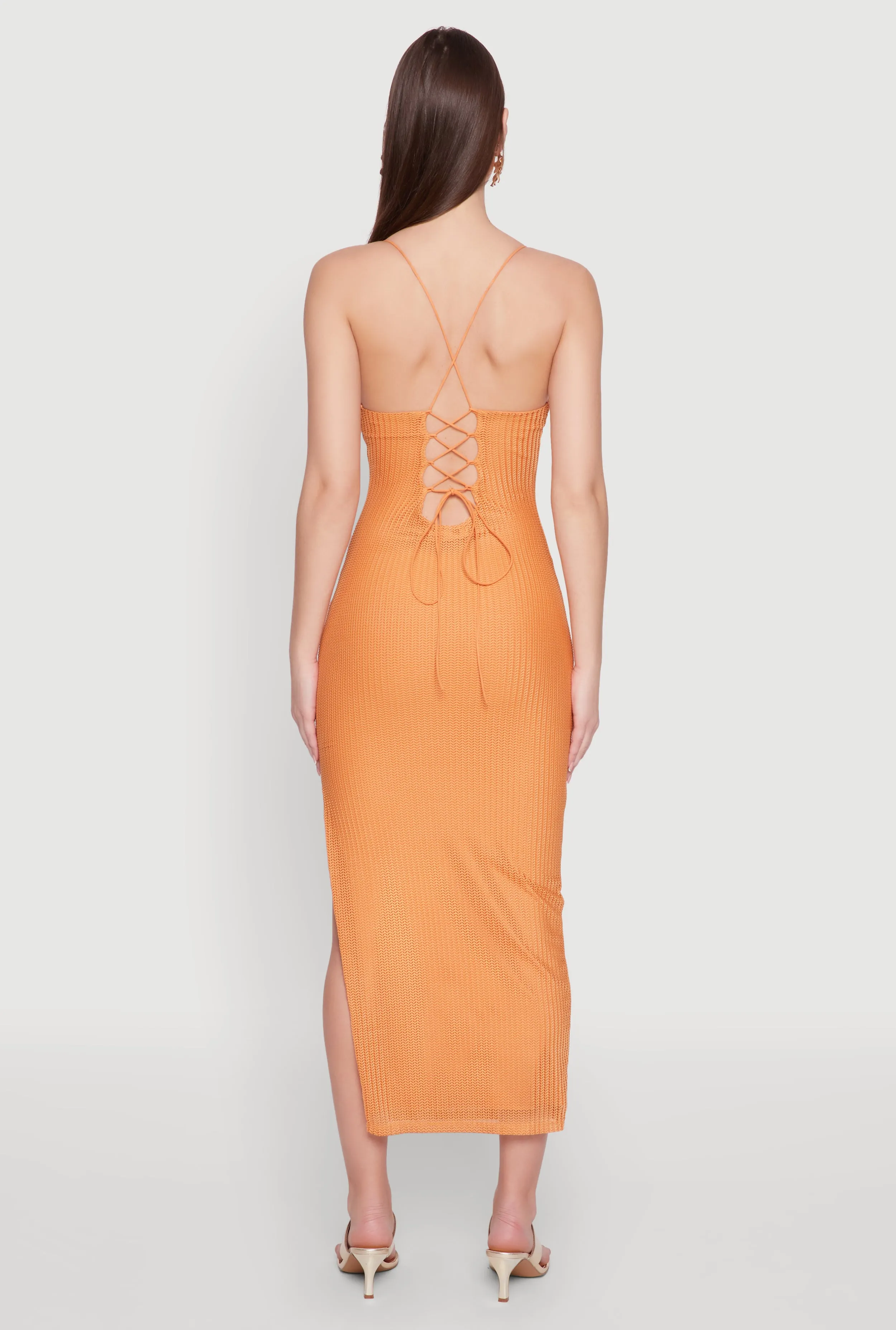 Iris Lace Up Back Side Slit Cami Dress sold by Rainbow product image thumbnail 5