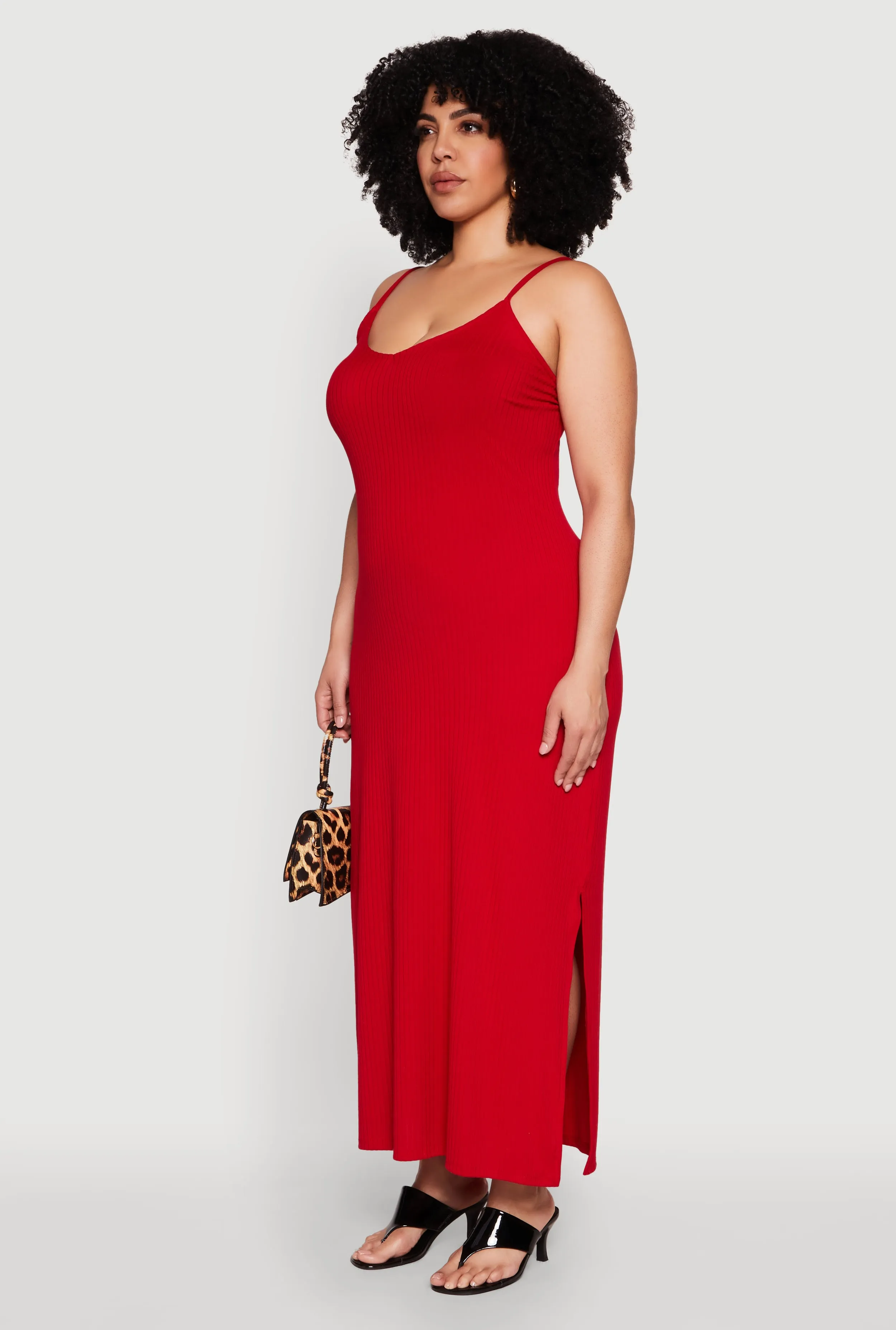 Plus Size V Neck Side Slit Maxi Dress sold by Rainbow product image thumbnail 3