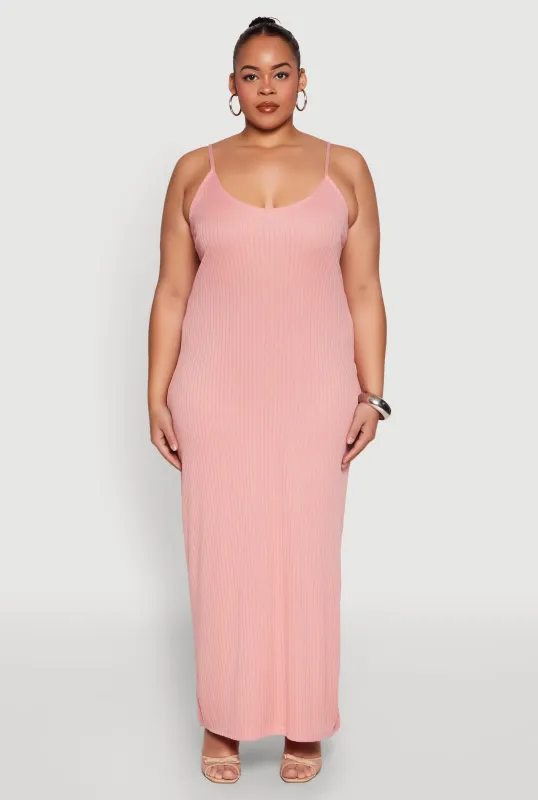 Plus Size V Neck Side Slit Maxi Dress sold by Rainbow