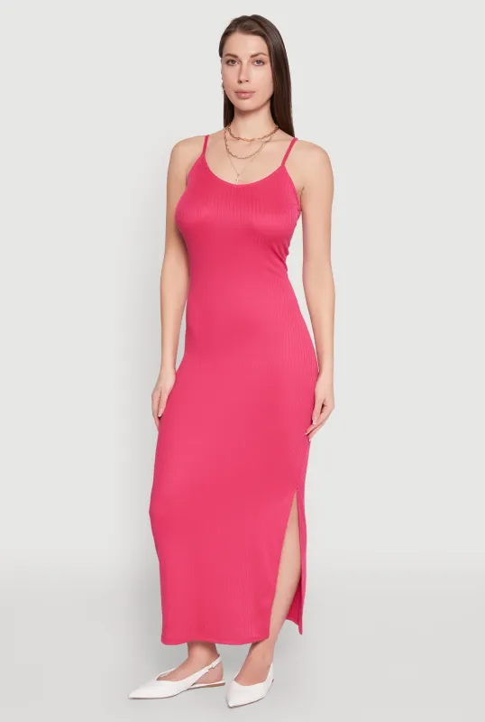 Side Slit V Neck Maxi Dress sold by Rainbow
