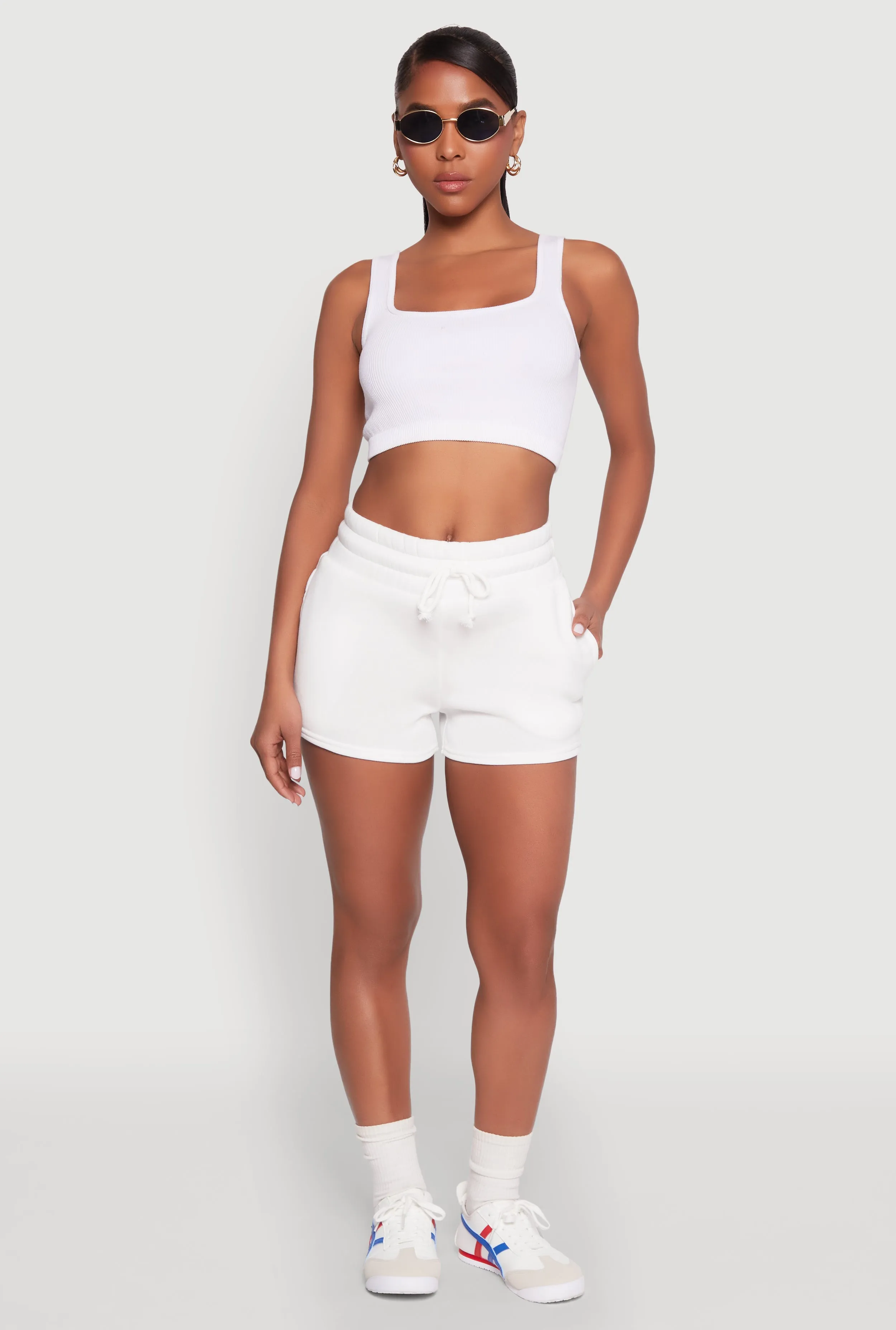 Fleece High Waisted Drawstring Shorts sold by Rainbow