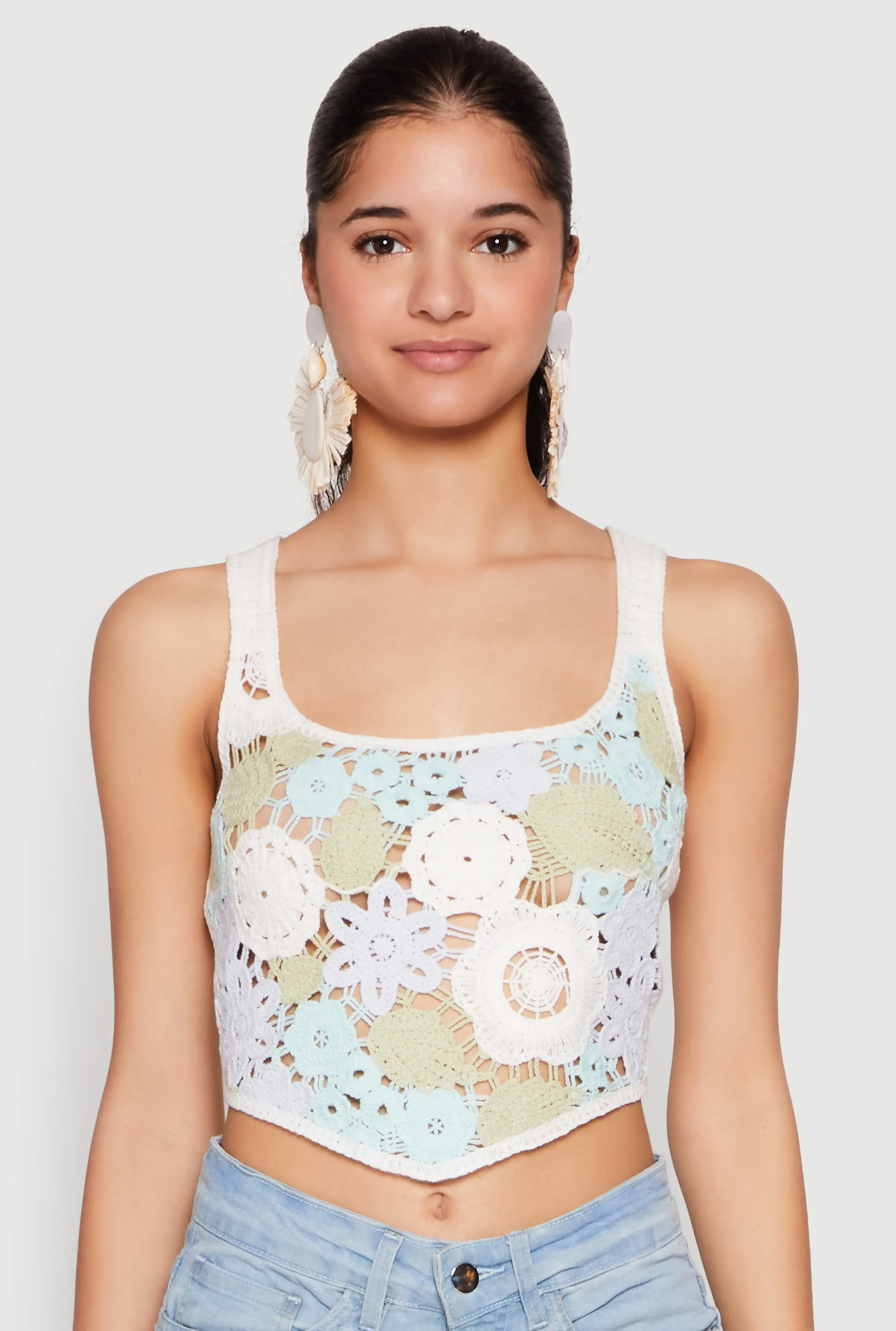 Square Neck Crochet Crop Top sold by Rainbow product image thumbnail 2