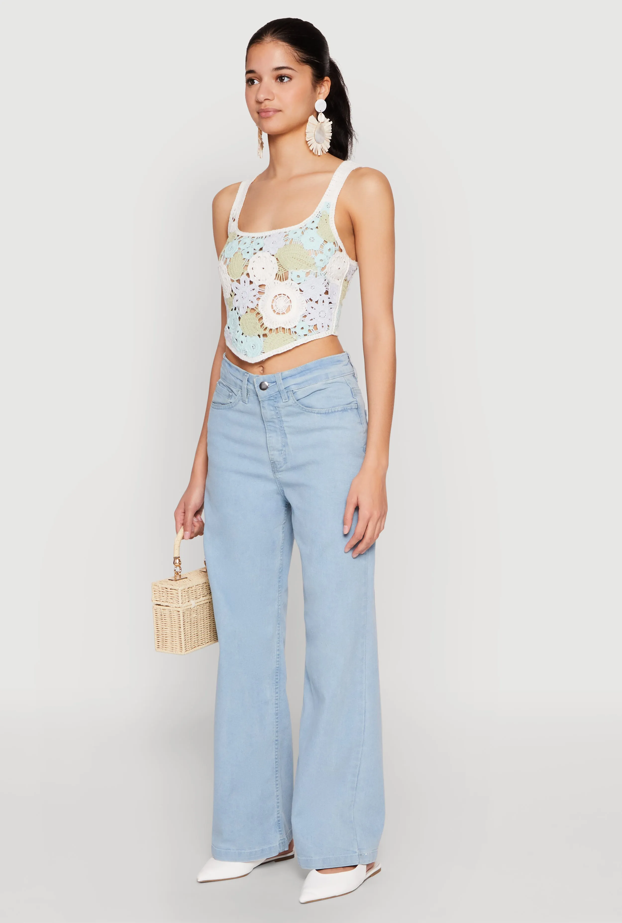 Square Neck Crochet Crop Top sold by Rainbow product image thumbnail 5