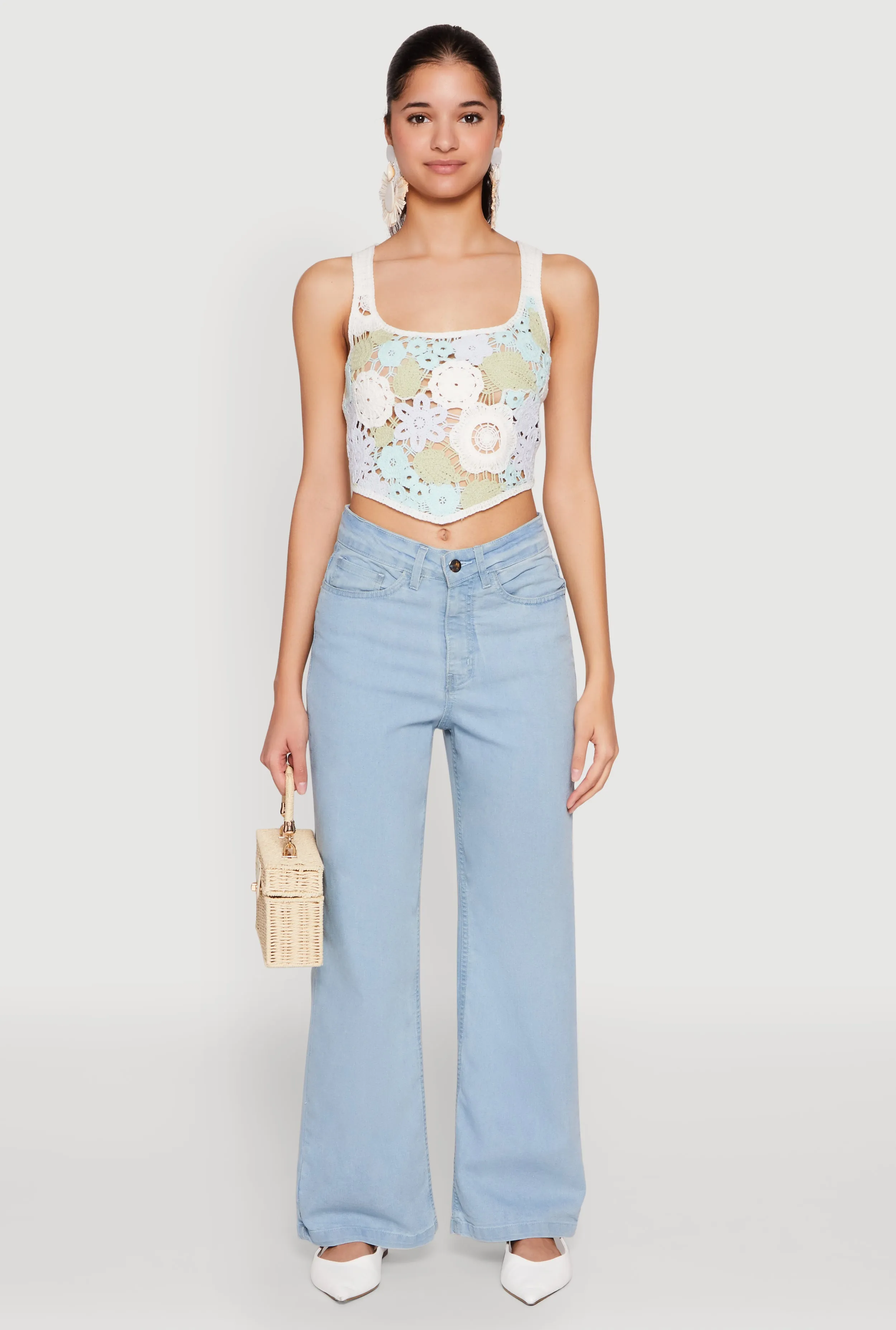 Square Neck Crochet Crop Top sold by Rainbow product image thumbnail 3