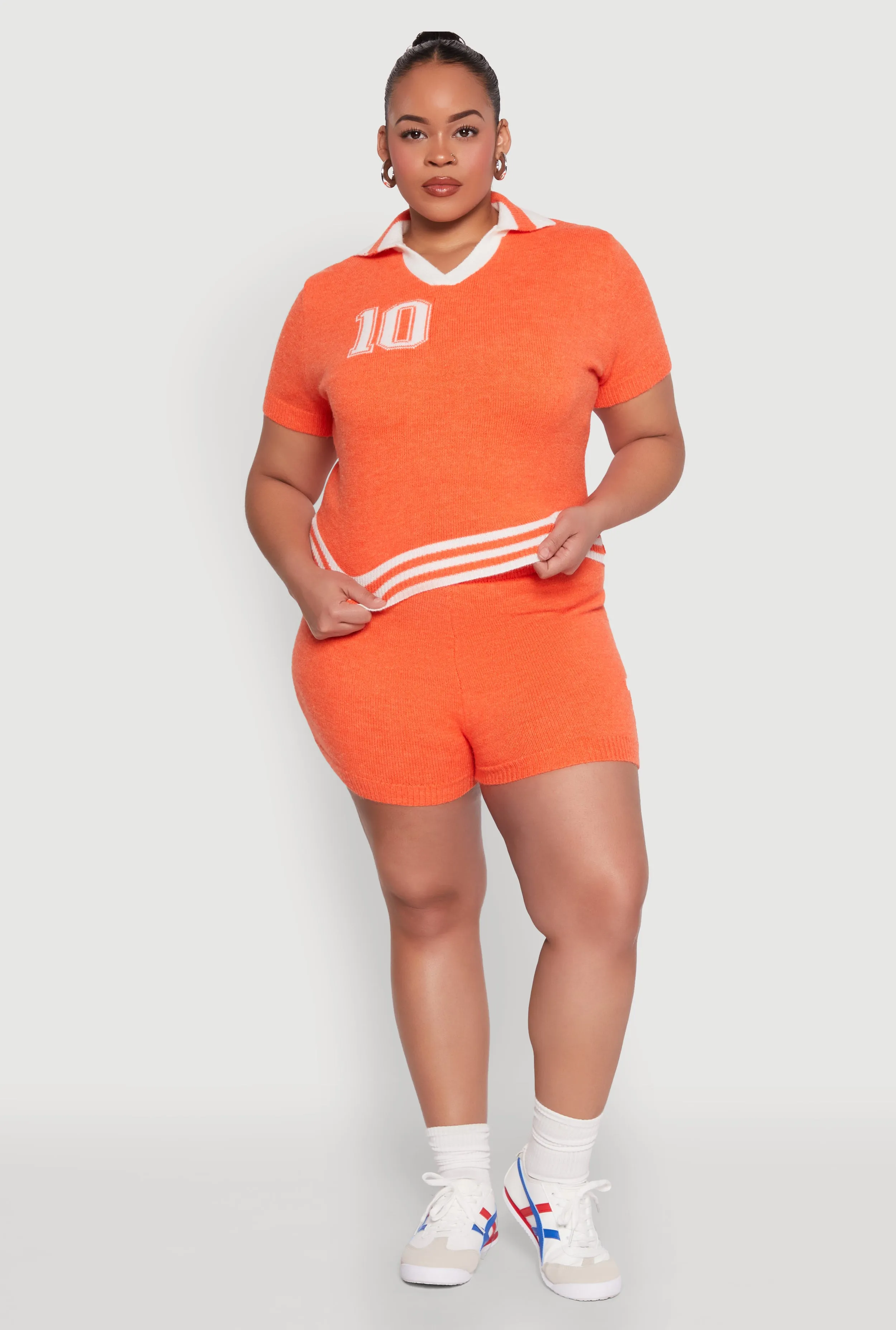 Plus Size Daisy 10 Graphic Varsity Stripe Crop Top sold by Rainbow product image thumbnail 3