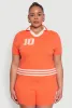 Plus Size Daisy 10 Graphic Varsity Stripe Crop Top sold by Rainbow