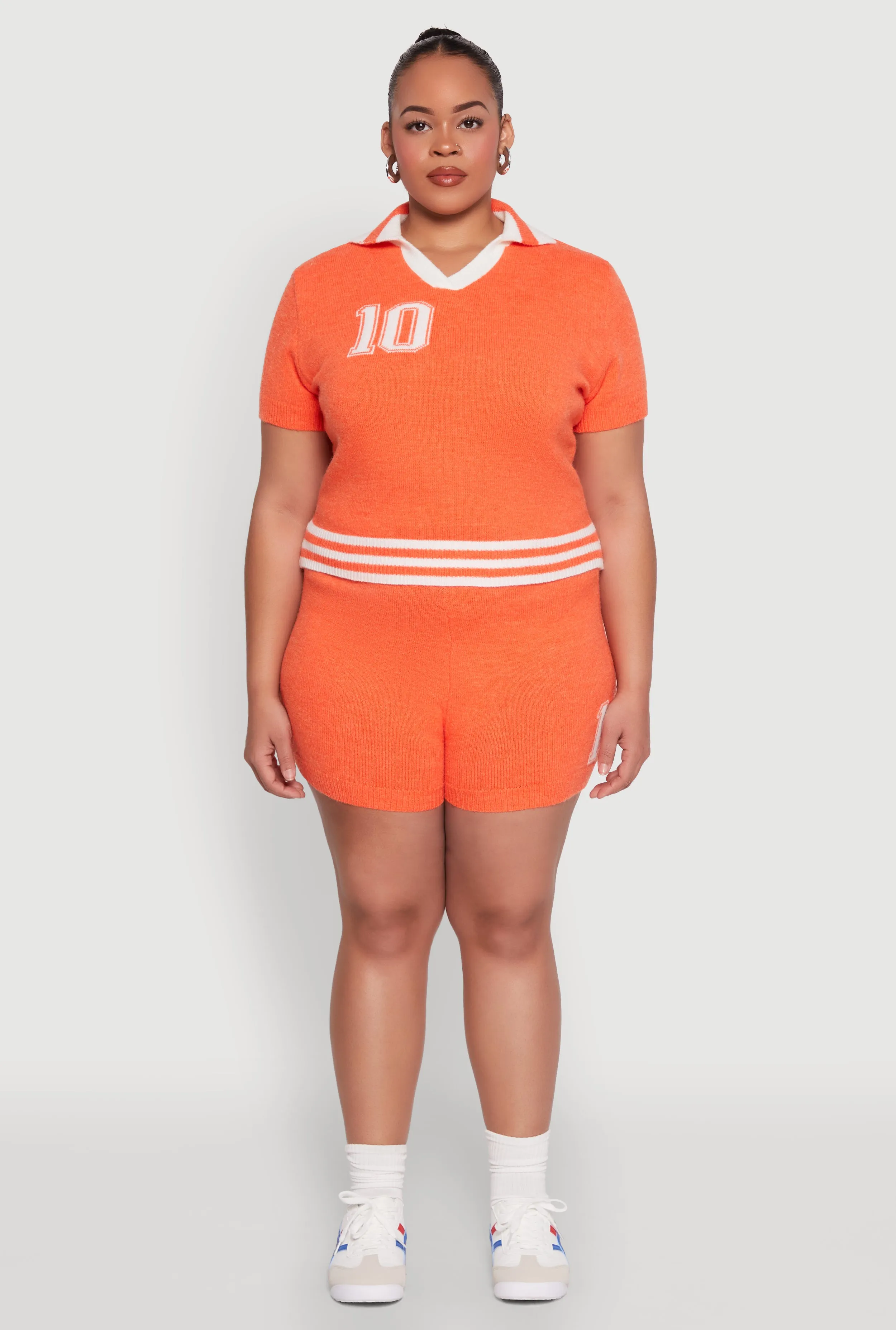 Plus Size Daisy 10 Graphic Varsity Stripe Crop Top sold by Rainbow product image thumbnail 2