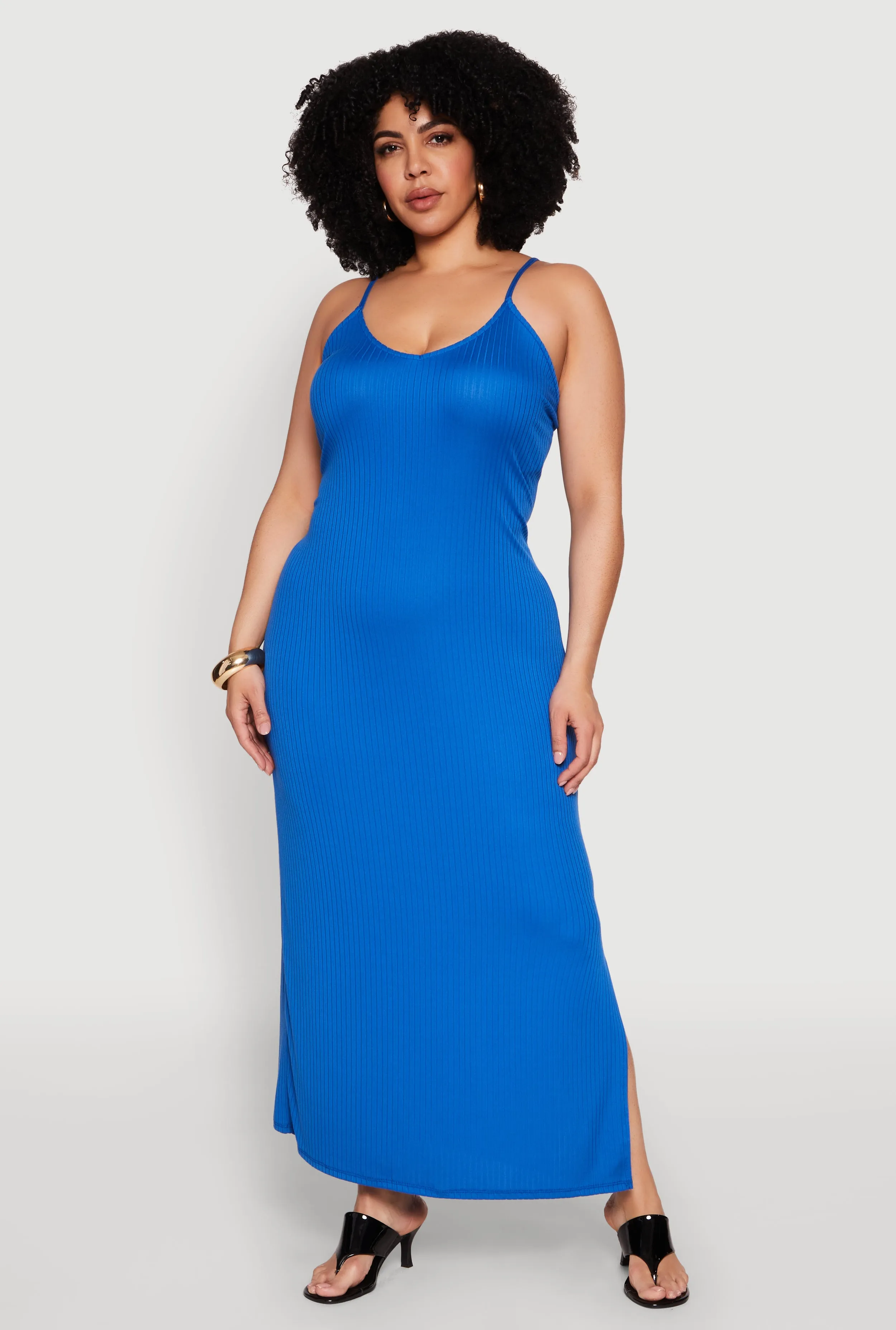 Plus Size V Neck Side Slit Maxi Dress sold by Rainbow