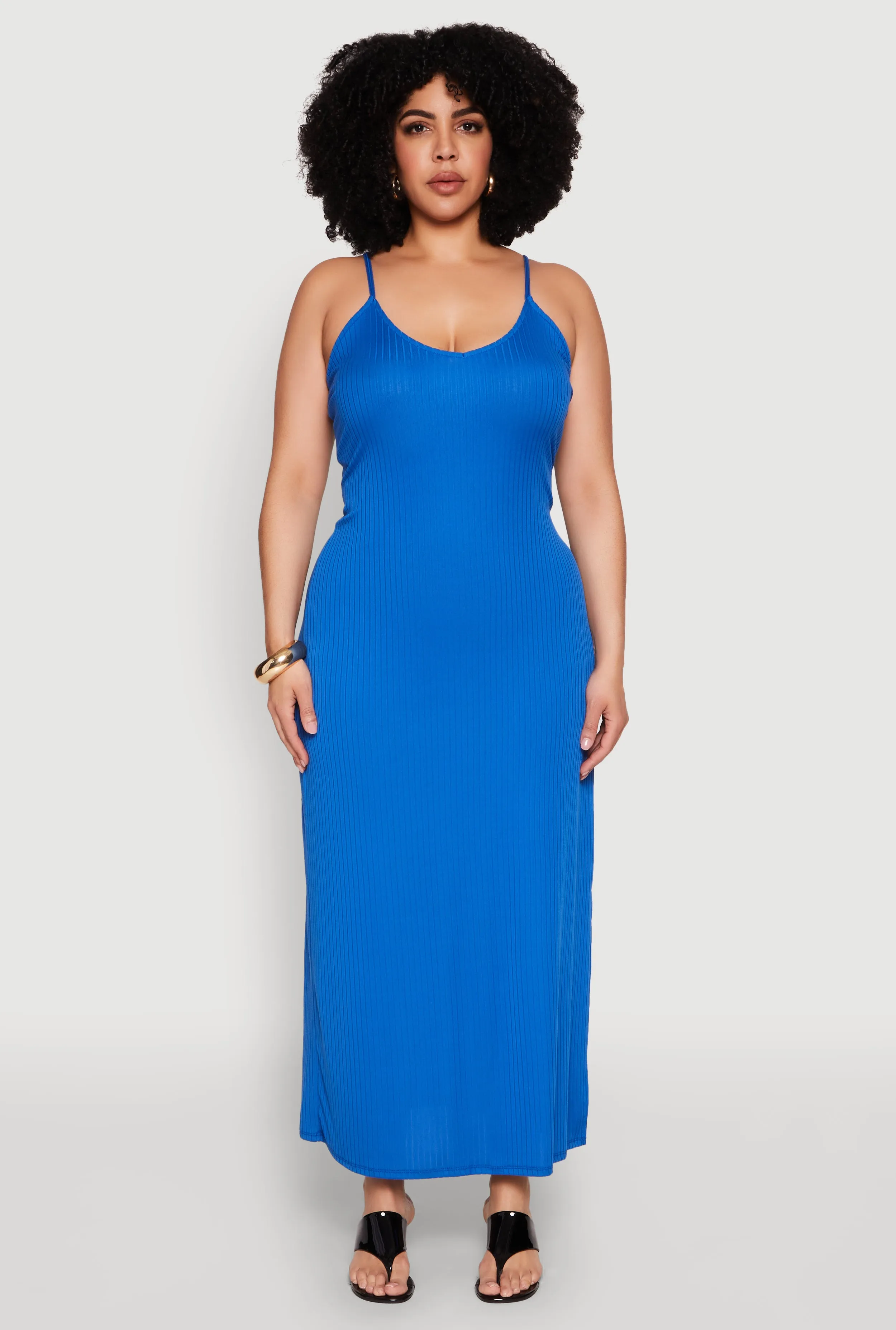 Plus Size V Neck Side Slit Maxi Dress sold by Rainbow product image thumbnail 2