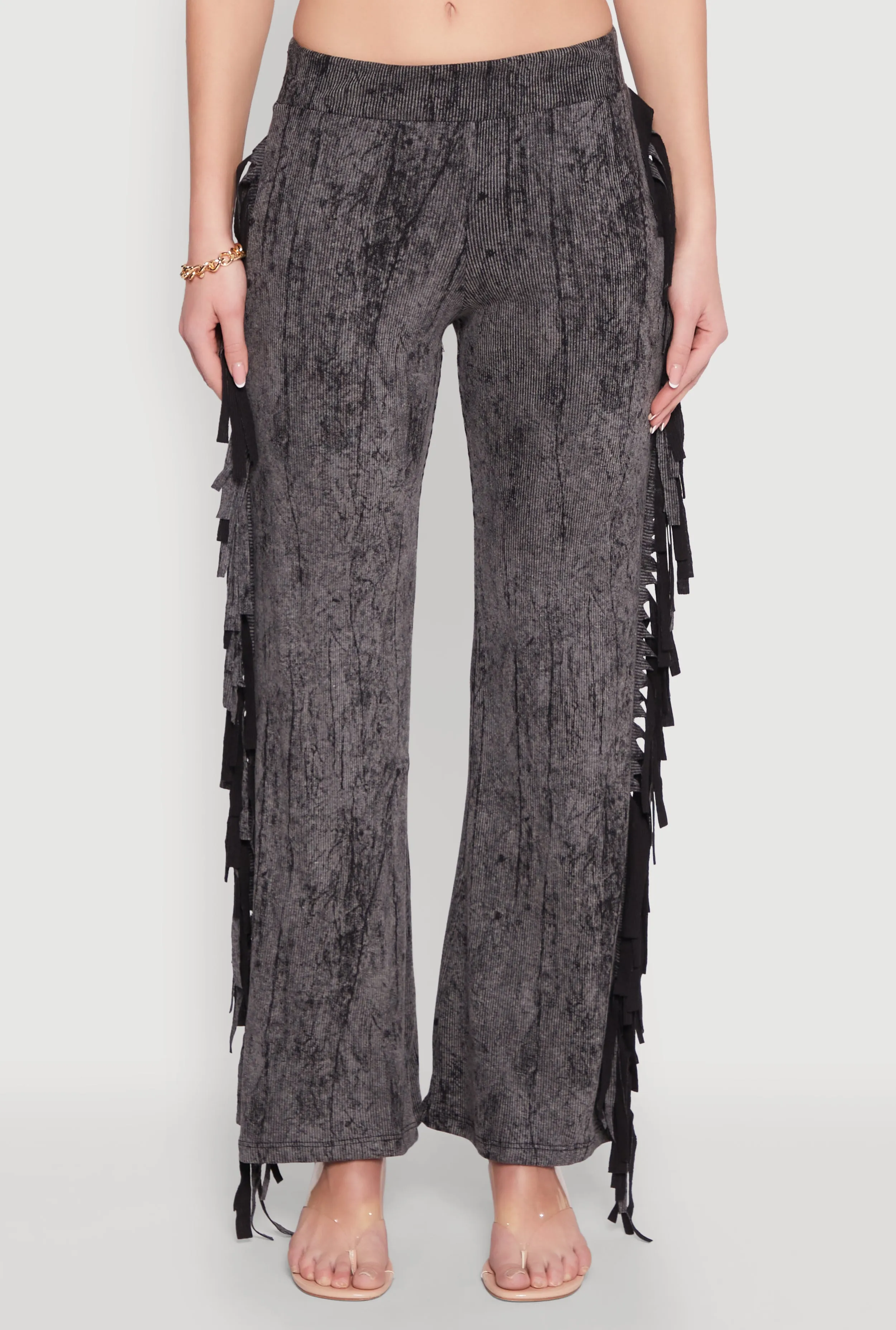 Mineral Wash Rib Knit Fringe Pants sold by Rainbow product image thumbnail 3