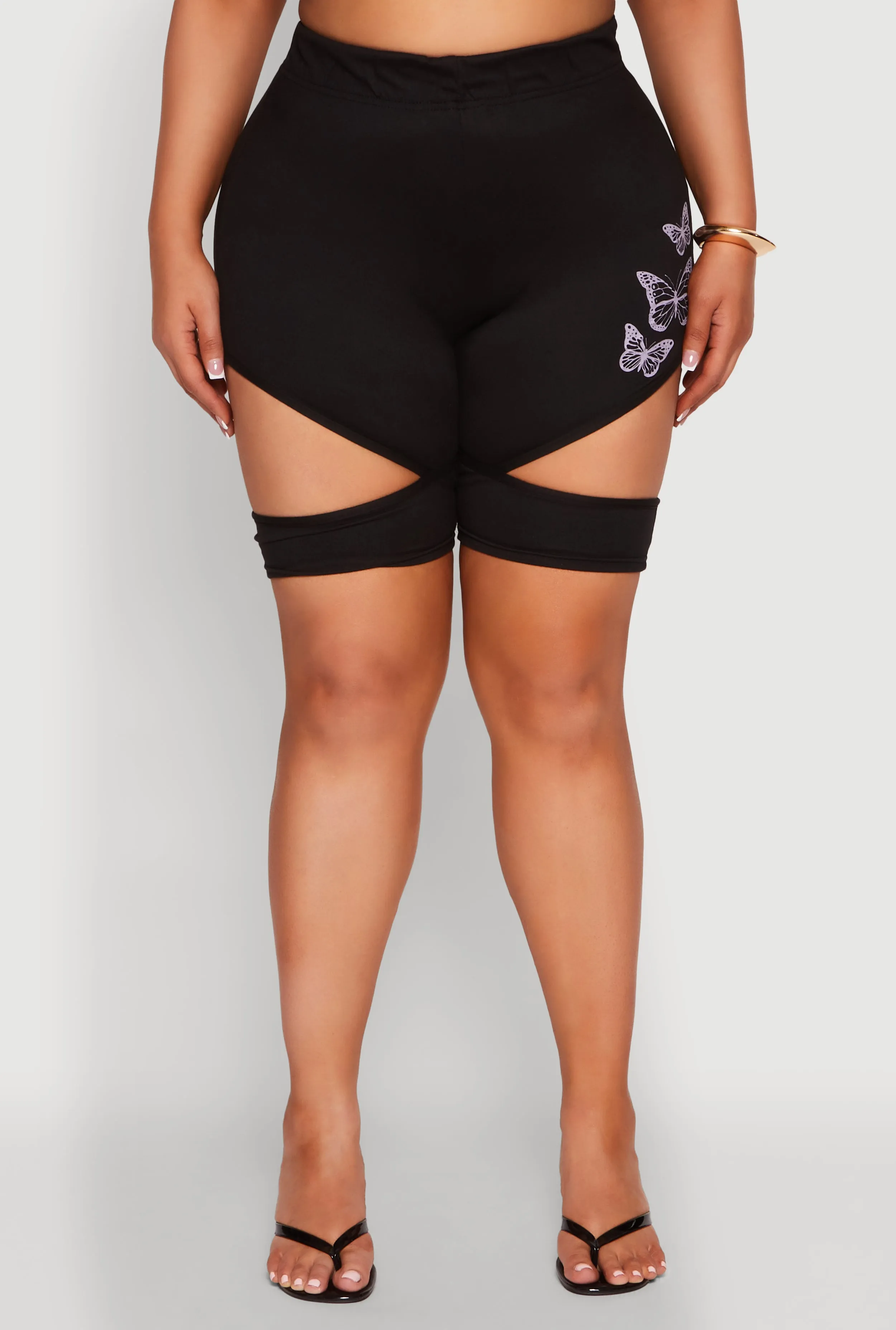 Plus Size Butterfly Cut Out Biker Shorts sold by Rainbow product image thumbnail 3