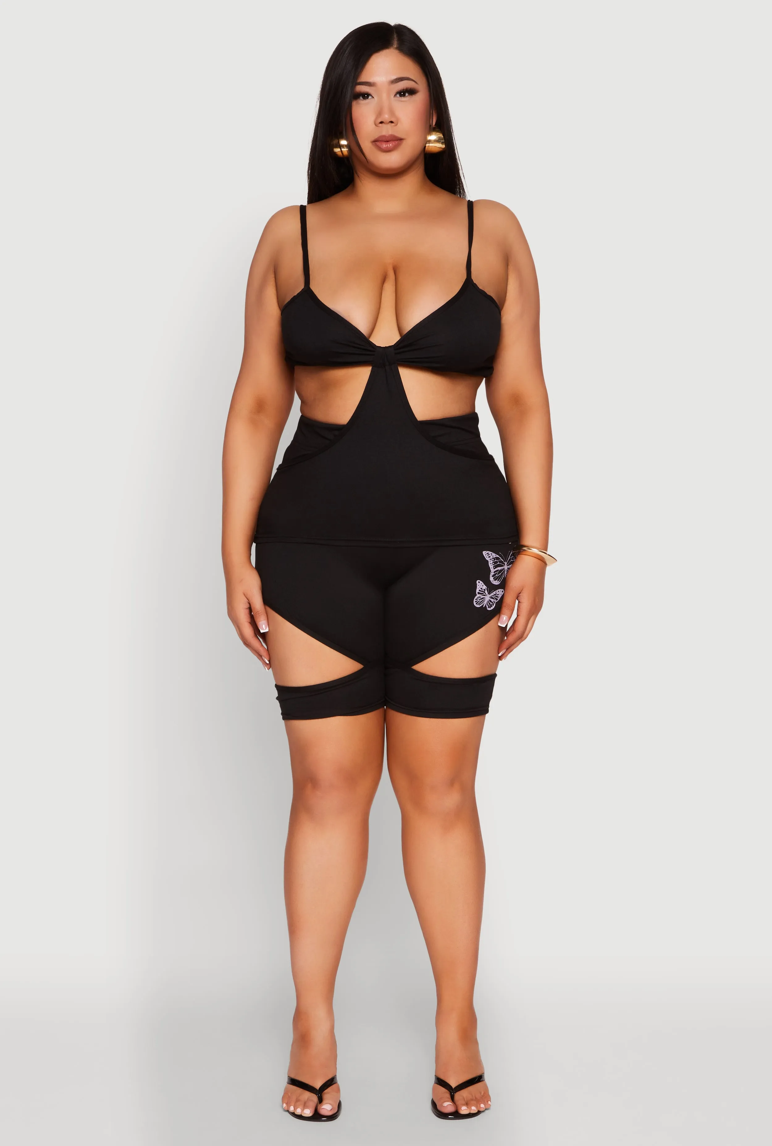 Plus Size Butterfly Cut Out Biker Shorts sold by Rainbow