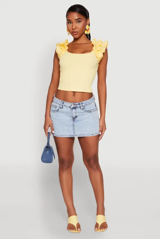Iris Ruffle Trim Scoop Neck Crop Top sold by Rainbow
