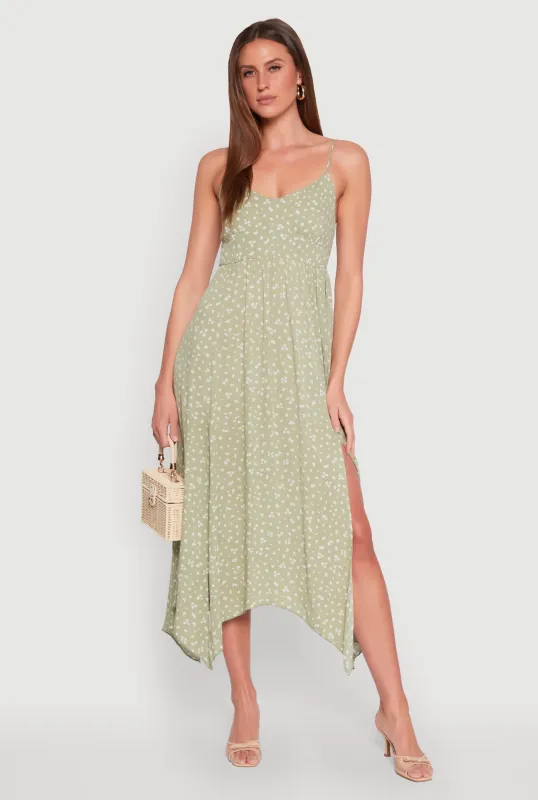 Floral Print Slit Hem Maxi Dress sold by Rainbow