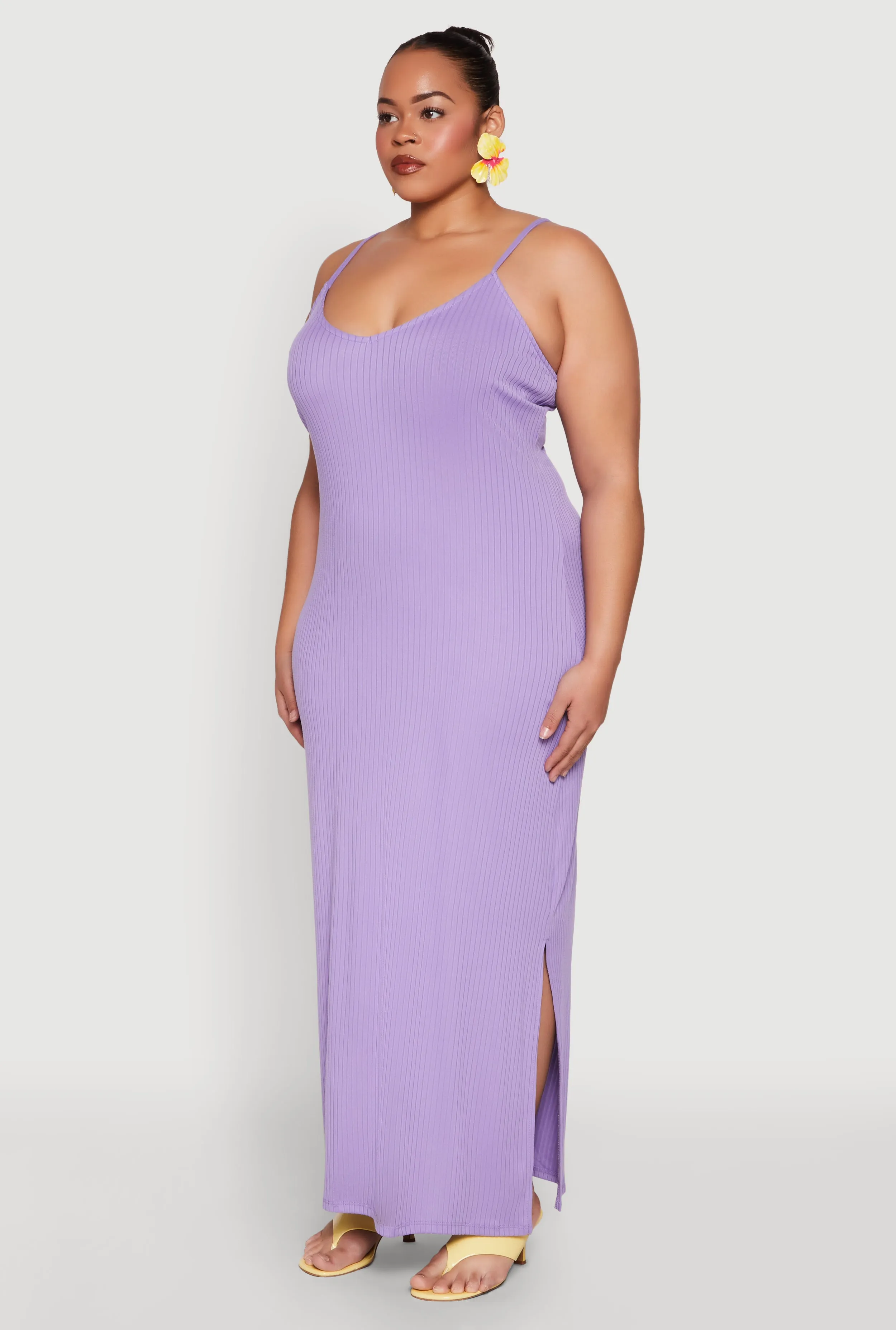 Plus Size V Neck Side Slit Maxi Dress sold by Rainbow product image thumbnail 3