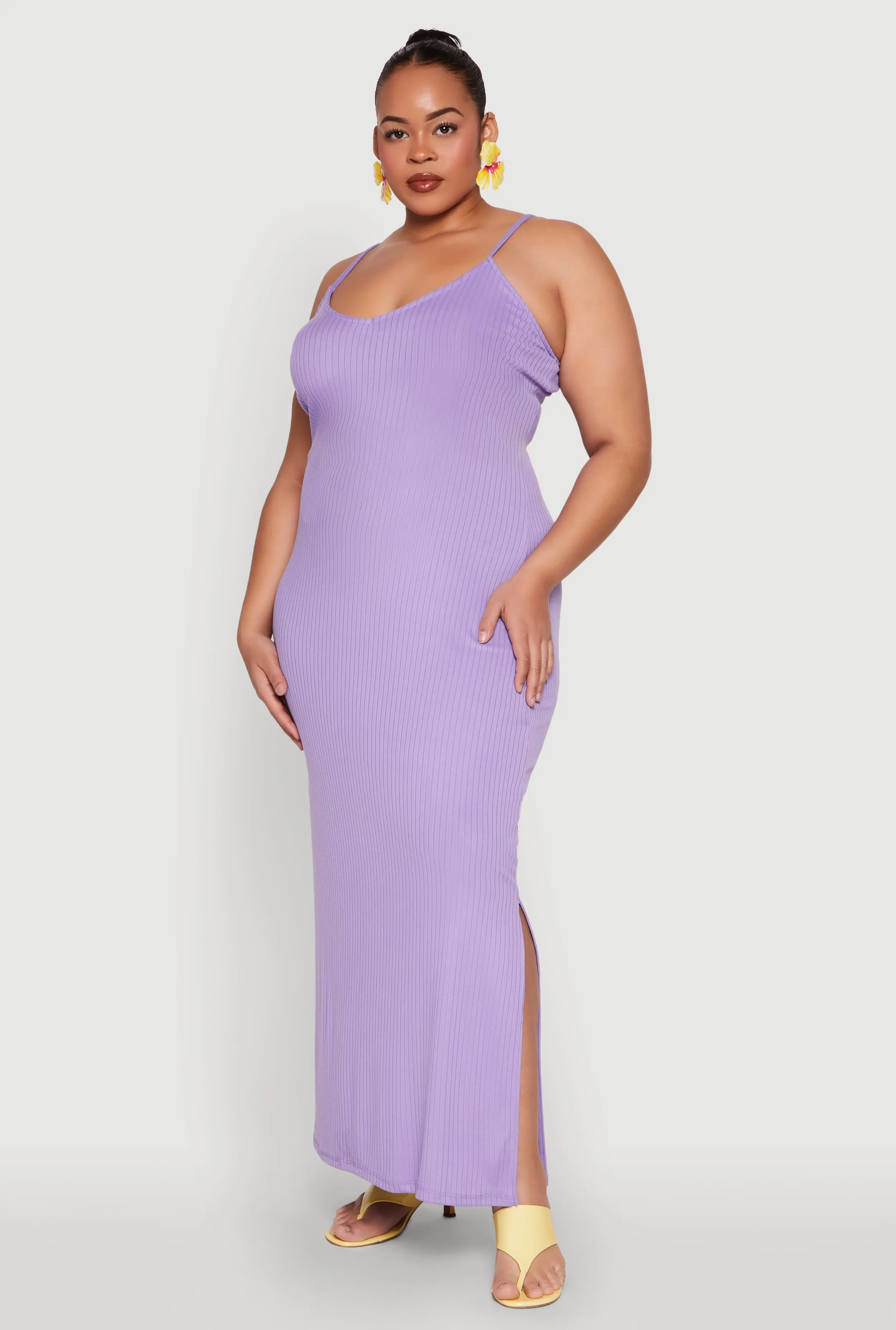 Plus Size V Neck Side Slit Maxi Dress sold by Rainbow product image thumbnail 2